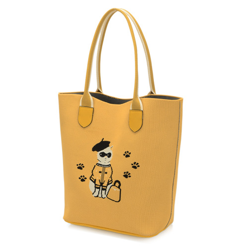 ラルジュ サングラスネコ Ａ４軽量 ニットトートバッグ