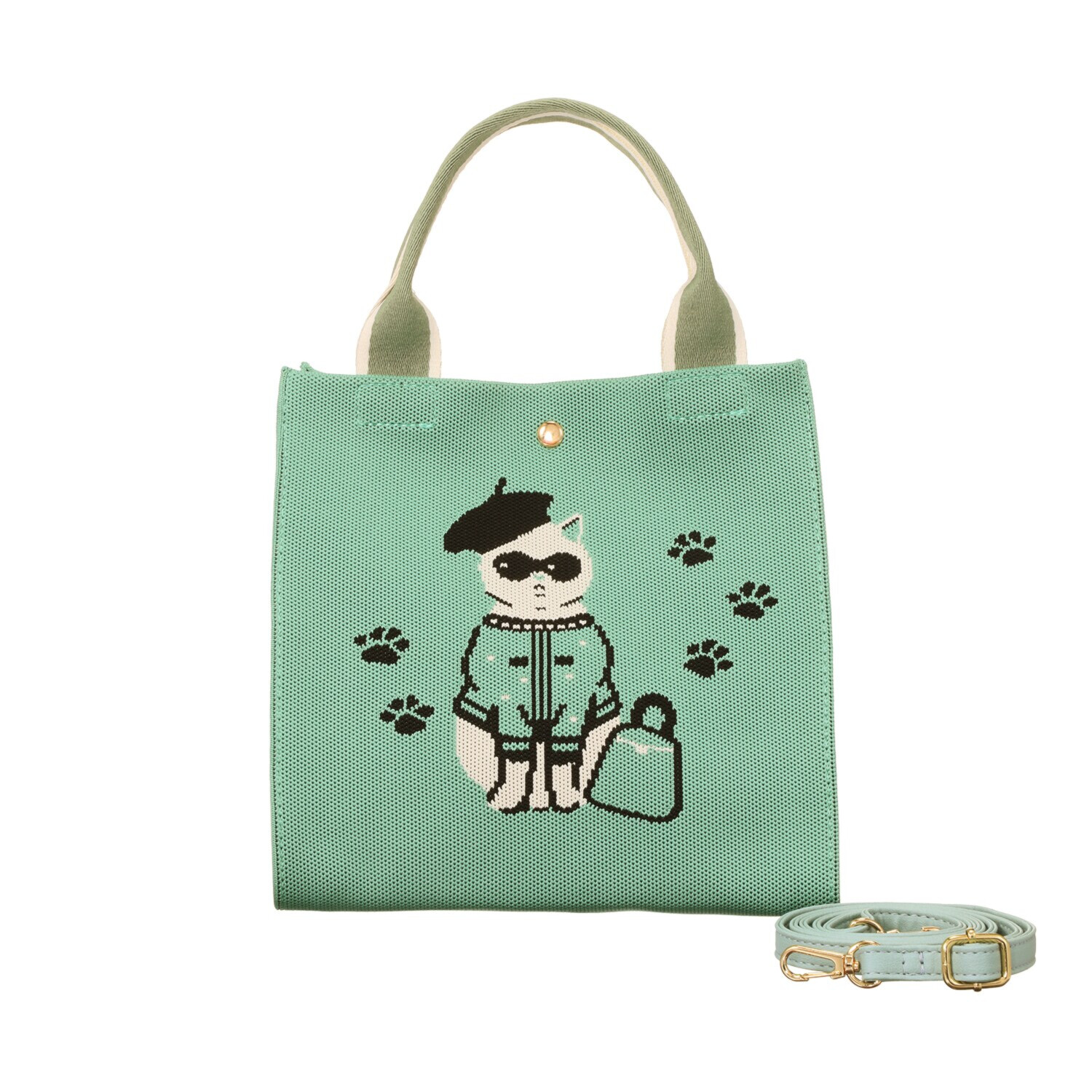 ラルジュ サングラスネコ ２ウェイ ニット ショルダートートバッグ