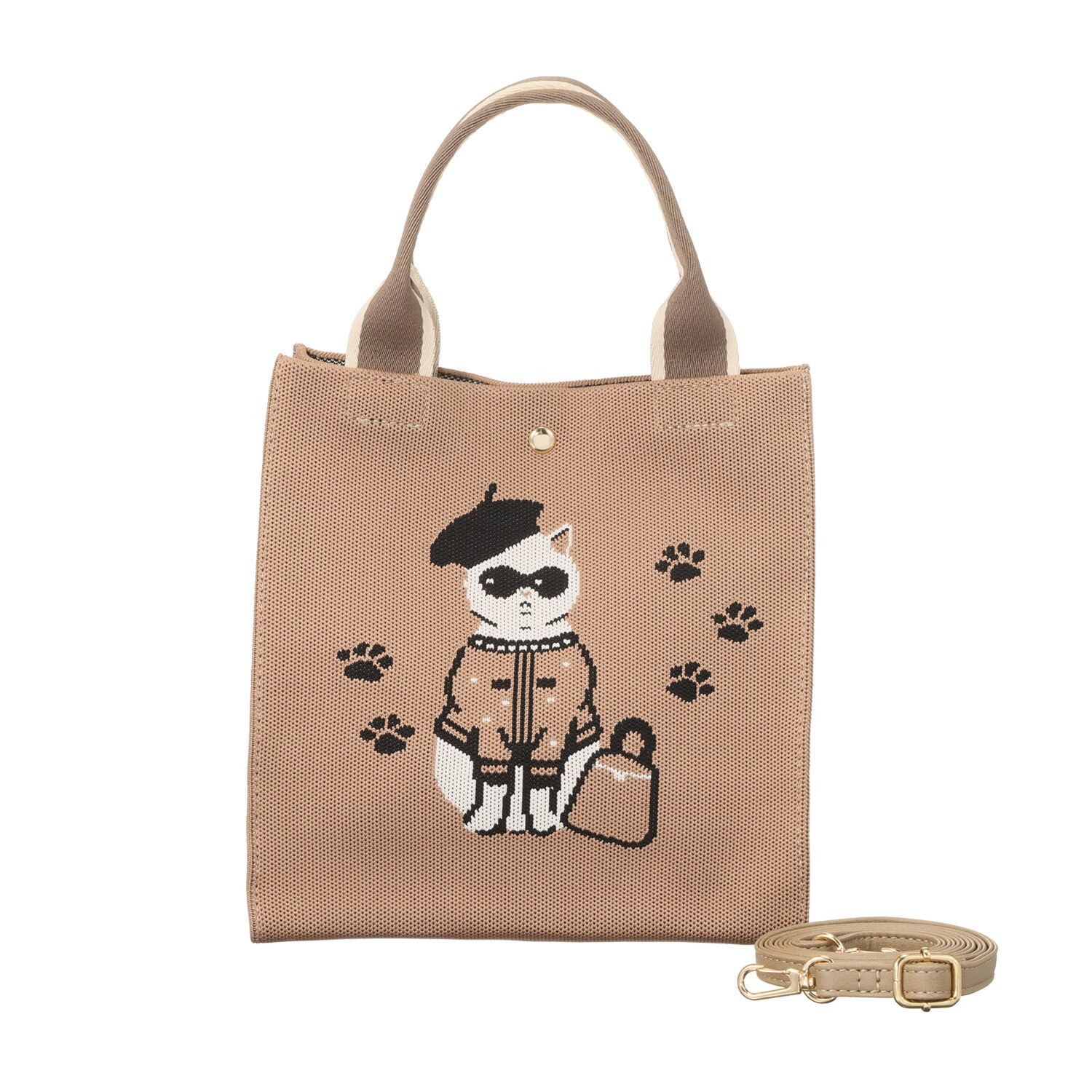 ラルジュ サングラスネコ ２ウェイ ニット ショルダートートバッグ