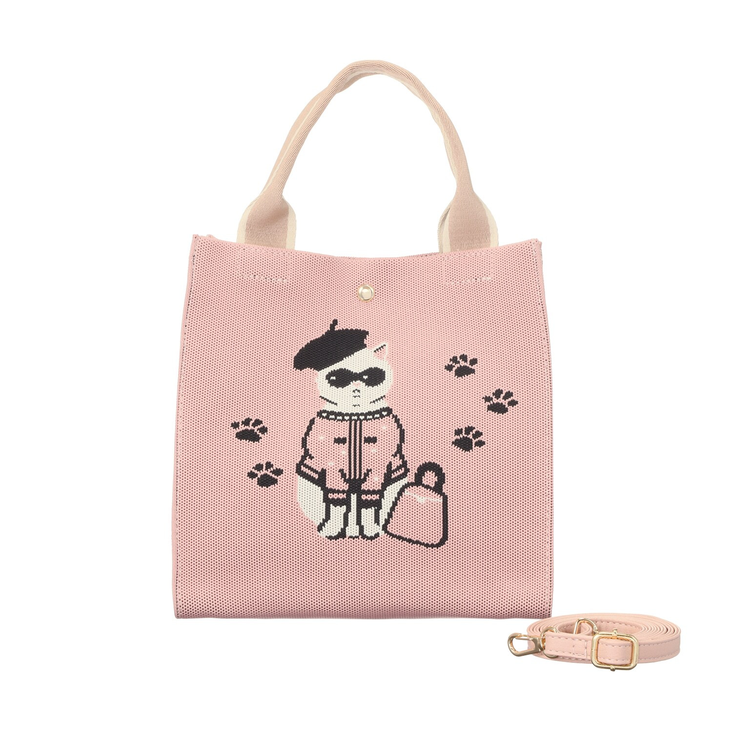 ラルジュ サングラスネコ ２ウェイ ニット ショルダートートバッグ