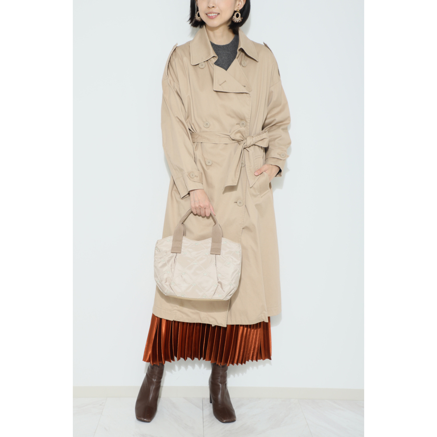 ラルジュ リボン刺しゅう ふんわりトートバッグ