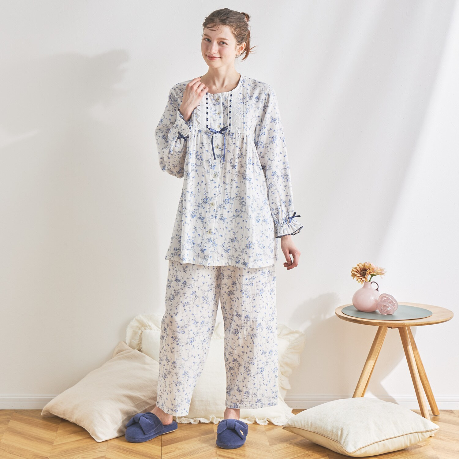 ナルエー コットン１００％ ダブルガーゼ ベリーガーデン パジャマ