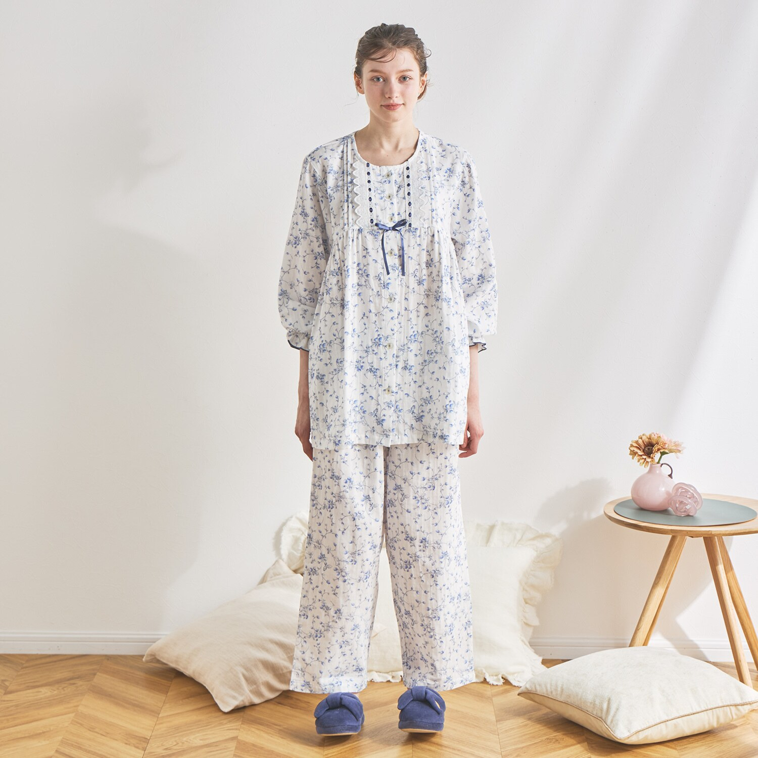 ナルエー コットン１００％ ダブルガーゼ ベリーガーデン パジャマ