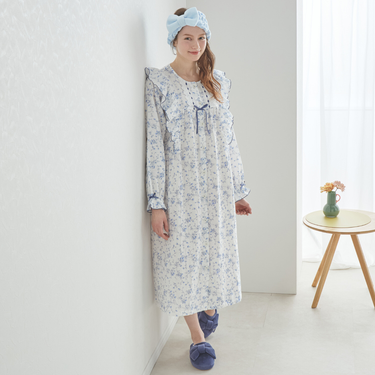 ナルエー コットン１００％ ダブルガーゼ ベリーガーデン ワンピース