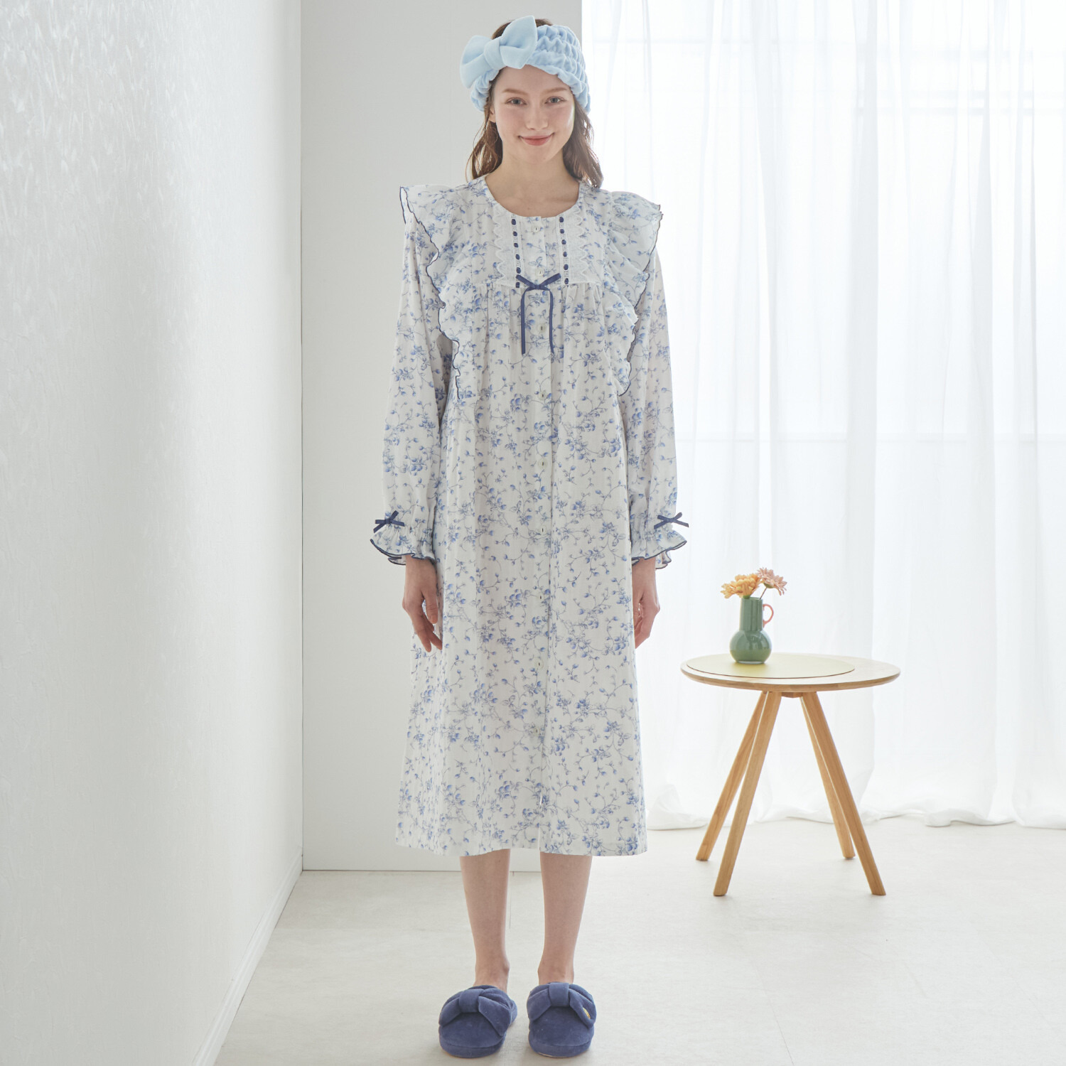 ナルエー コットン１００％ ダブルガーゼ ベリーガーデン ワンピース