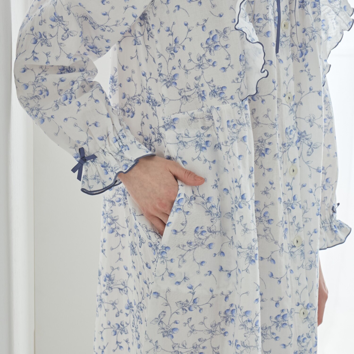 ナルエー コットン１００％ ダブルガーゼ ベリーガーデン ワンピース