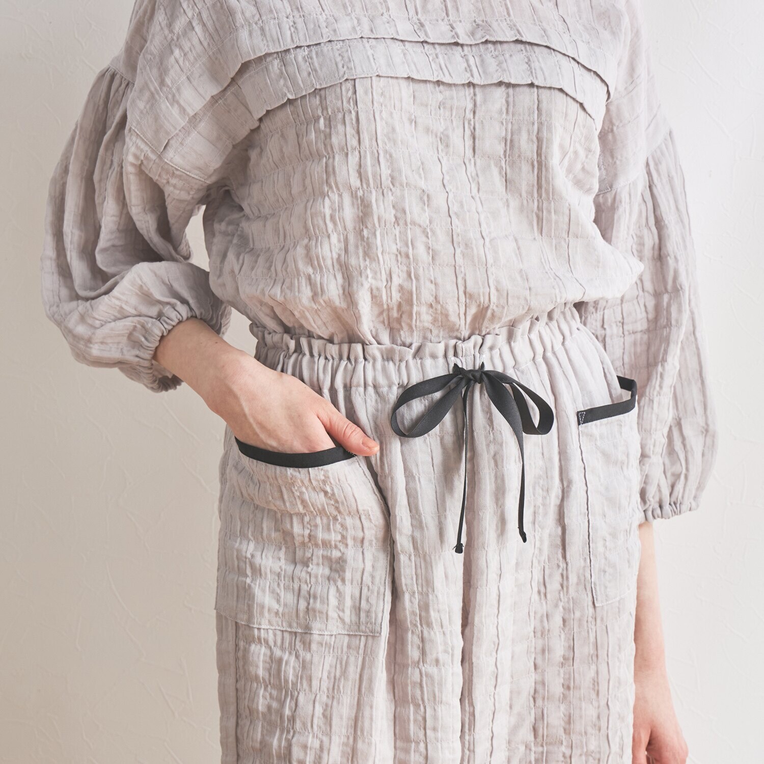 ナルエー コットンブレンド シャーリングダブルガーゼ パジャマ