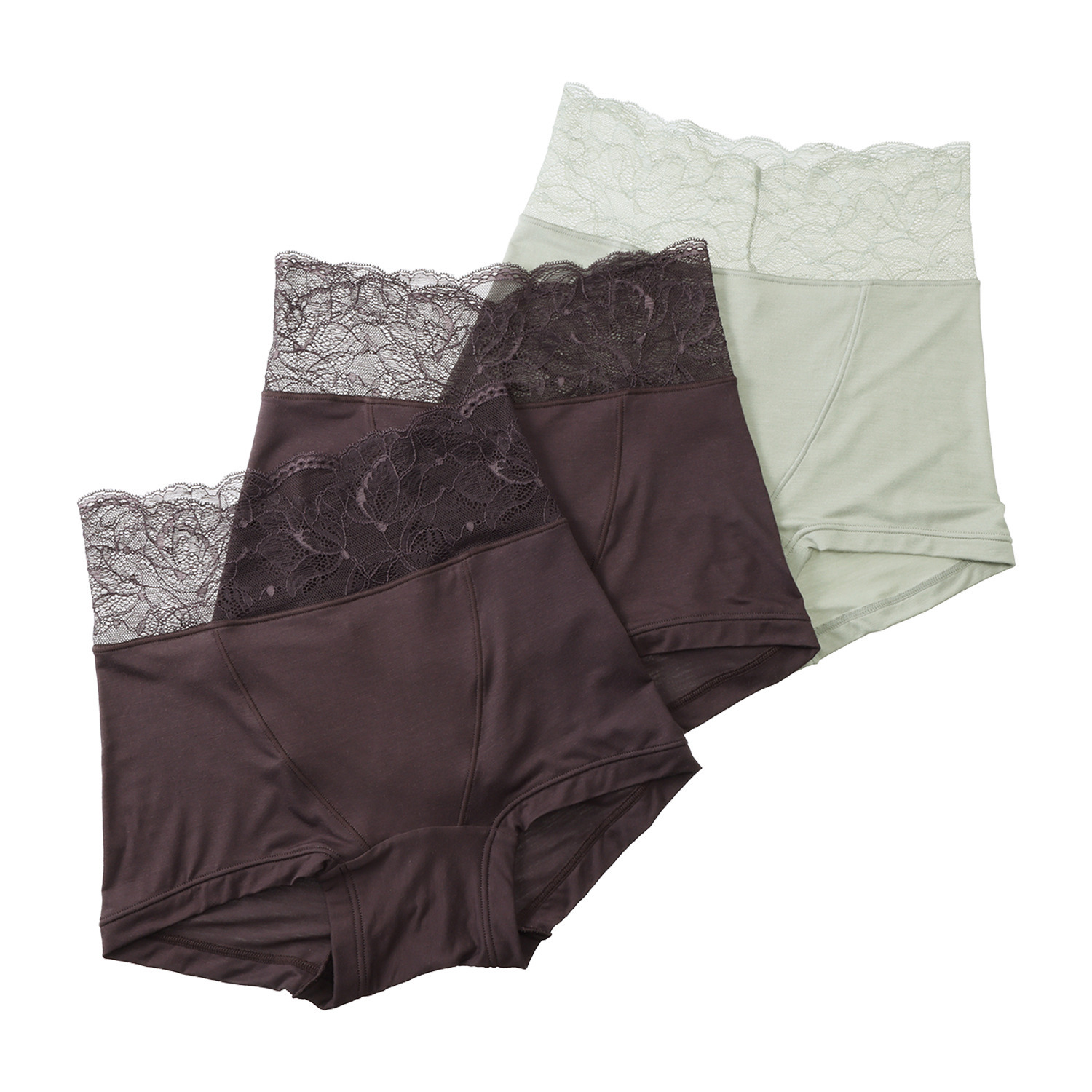 エレーヌ 抗菌防臭 シルキースムース レースアクセント 深ばきショーツ３枚セット