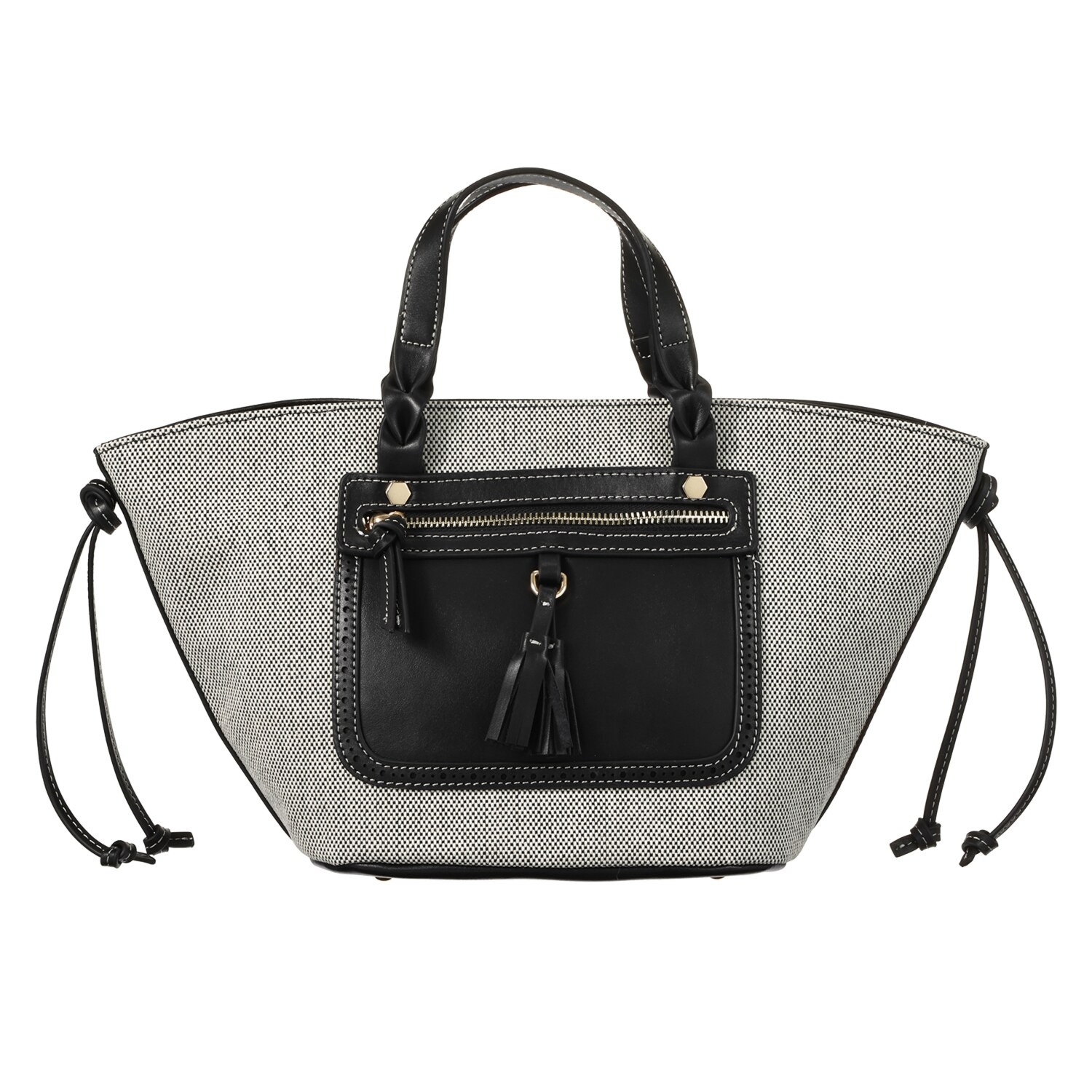 ハウスオブフローレンス コットン＆牛革 ハンドバッグ