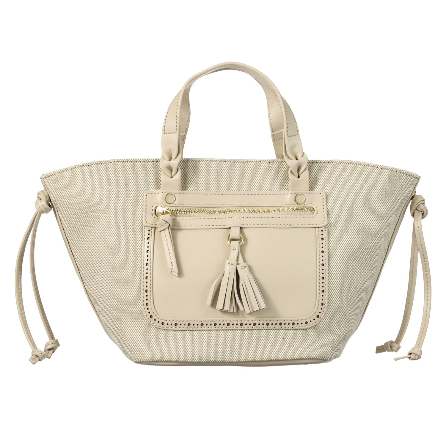 ハウスオブフローレンス コットン＆牛革 ハンドバッグ