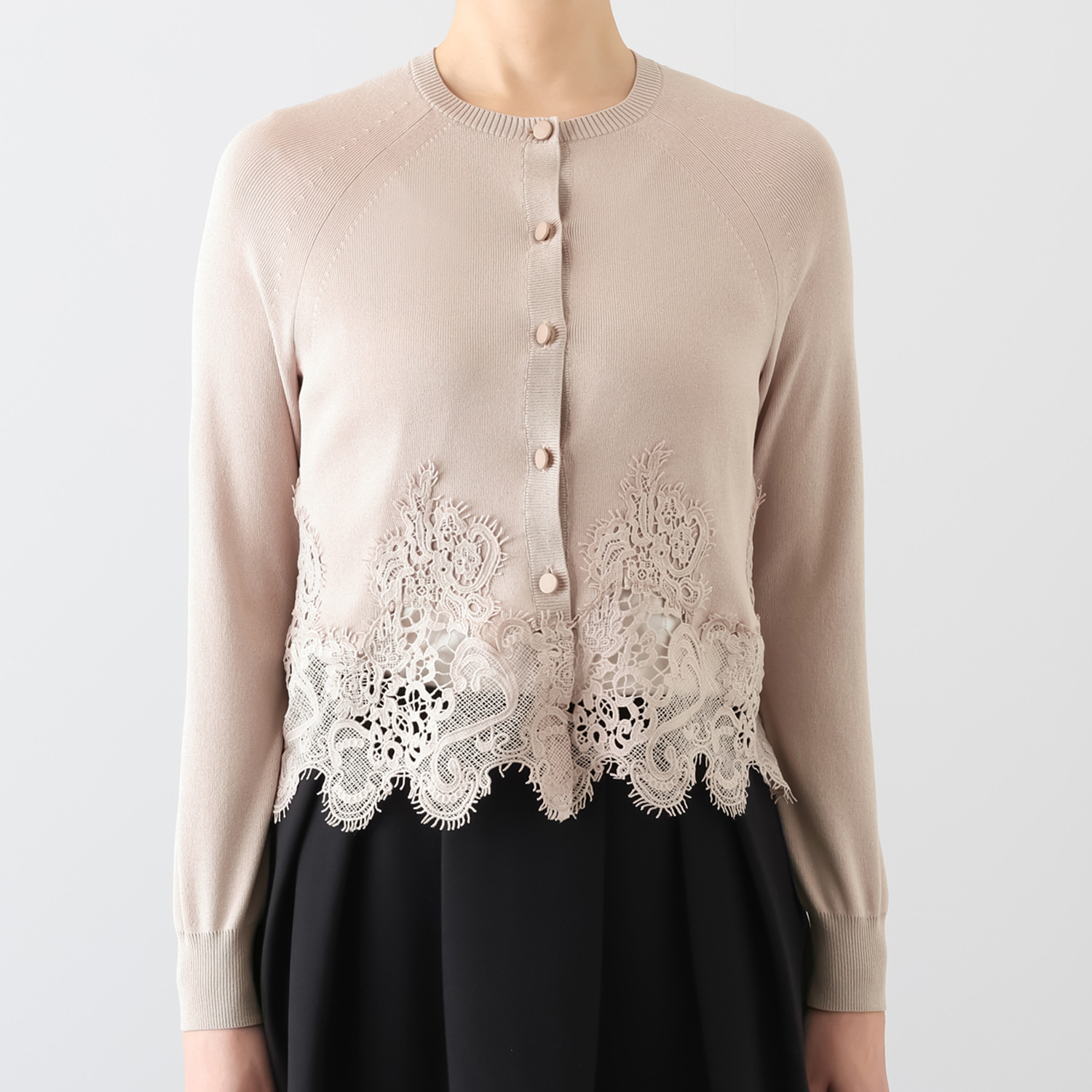 クリス・セリーン 美しいレース模様が 引き立つ ニットカーディガン