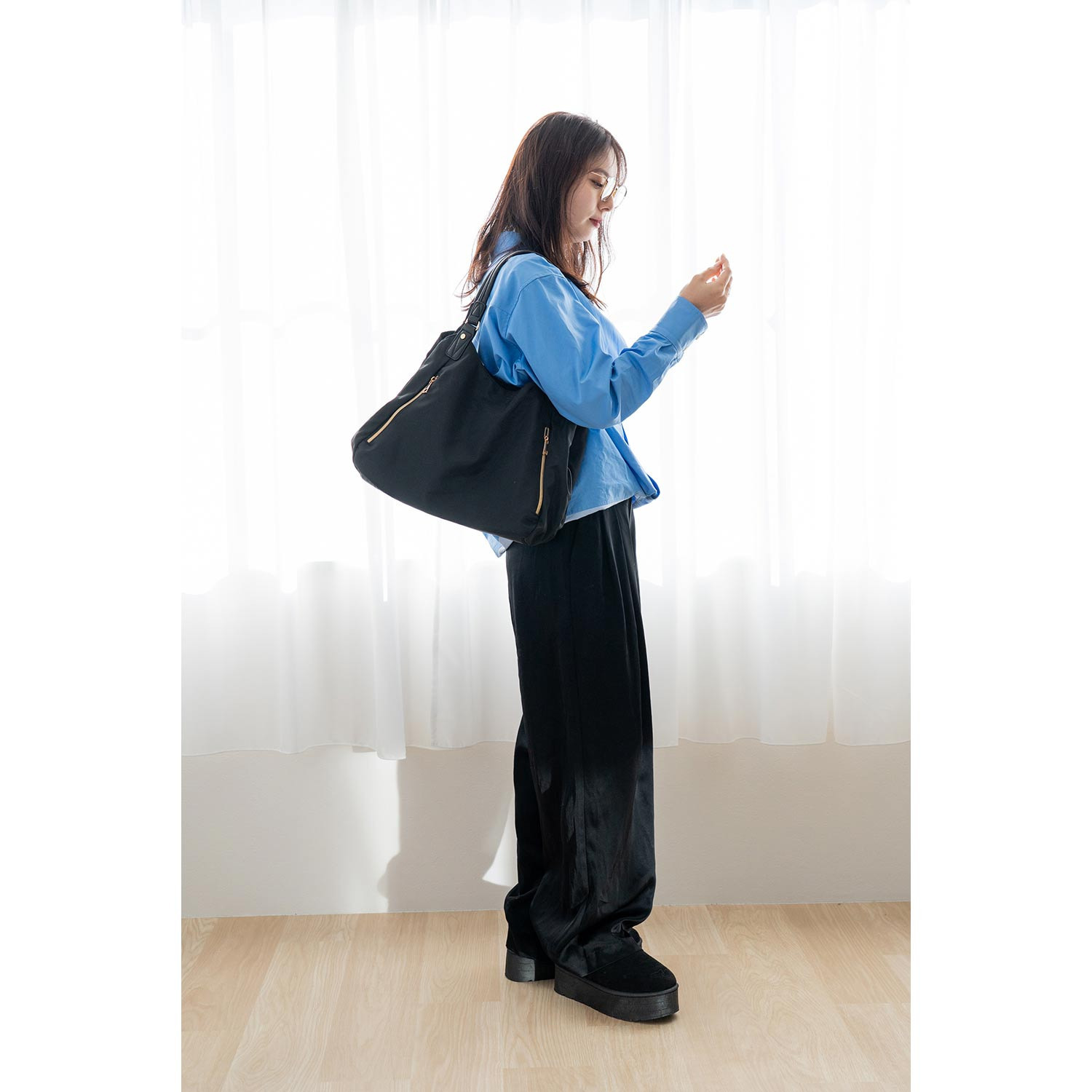 リネーム 高密度ナイロン ８ポケット 大容量トートバッグ