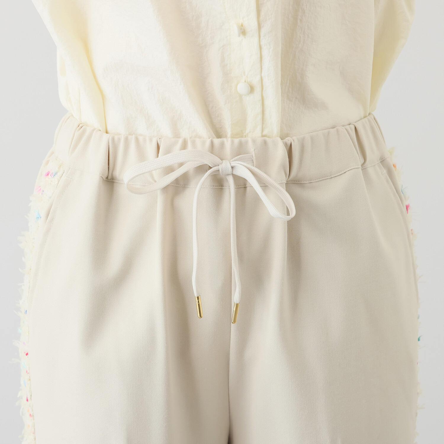 マダムミーナ ストレッチツイル ファンシーツイード サイドラインアクセント パンツ