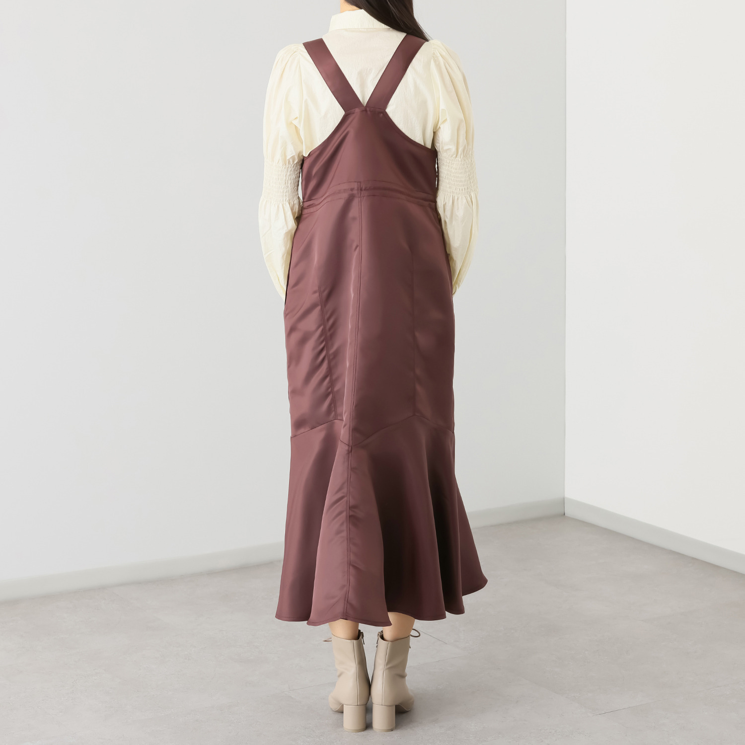 マダムミーナ シャイニーツイル フロントジップ ソフトマーメイド ジャンパースカート