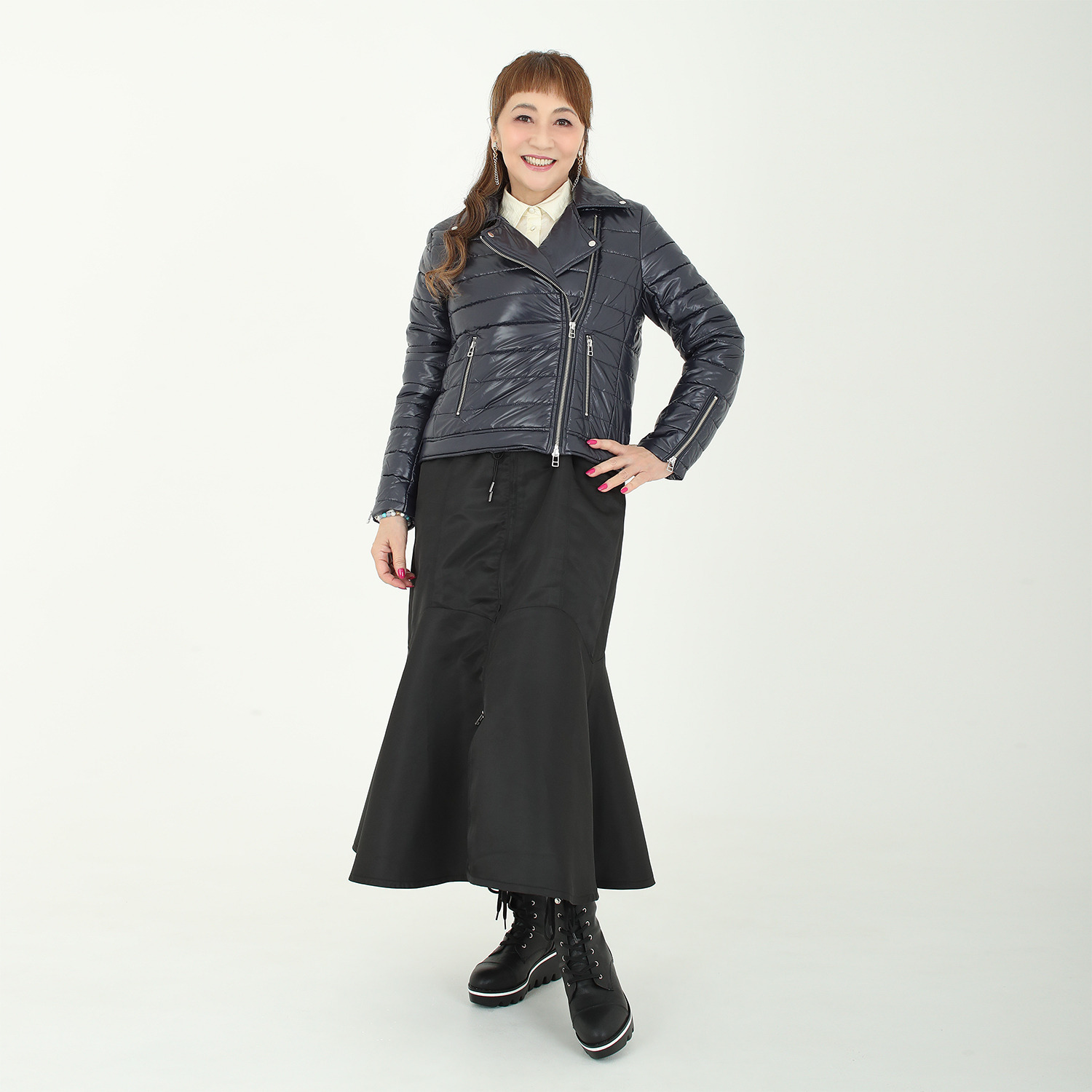 マダムミーナ シャイニーツイル フロントジップ ソフトマーメイド ジャンパースカート