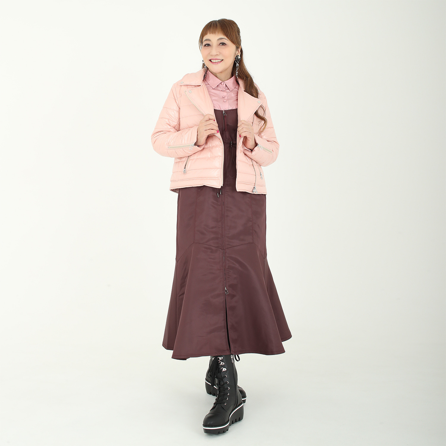 マダムミーナ シャイニーツイル フロントジップ ソフトマーメイド ジャンパースカート