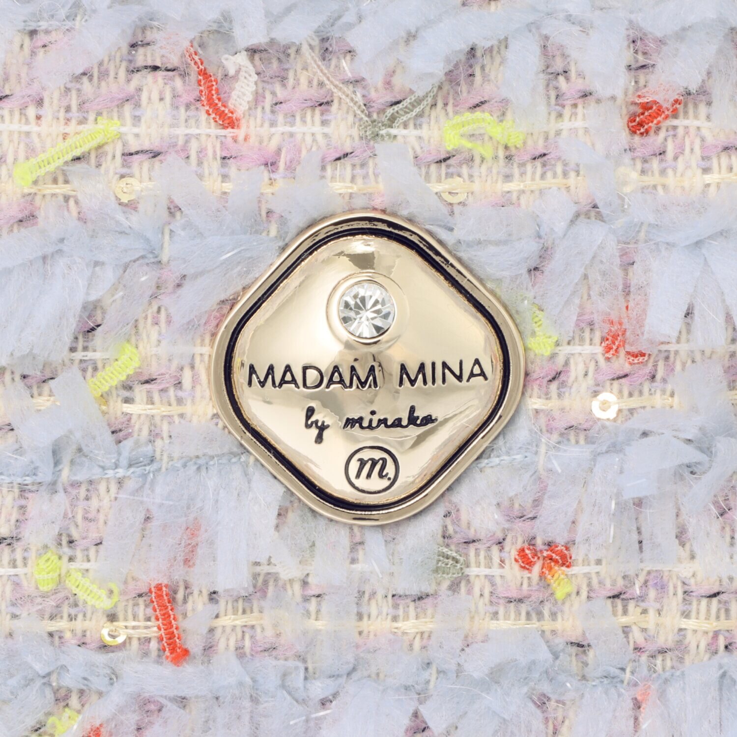 マダムミーナ ファンシーツイード バックルアクセント ショルダーストラップ付 ミニボストンバッグ