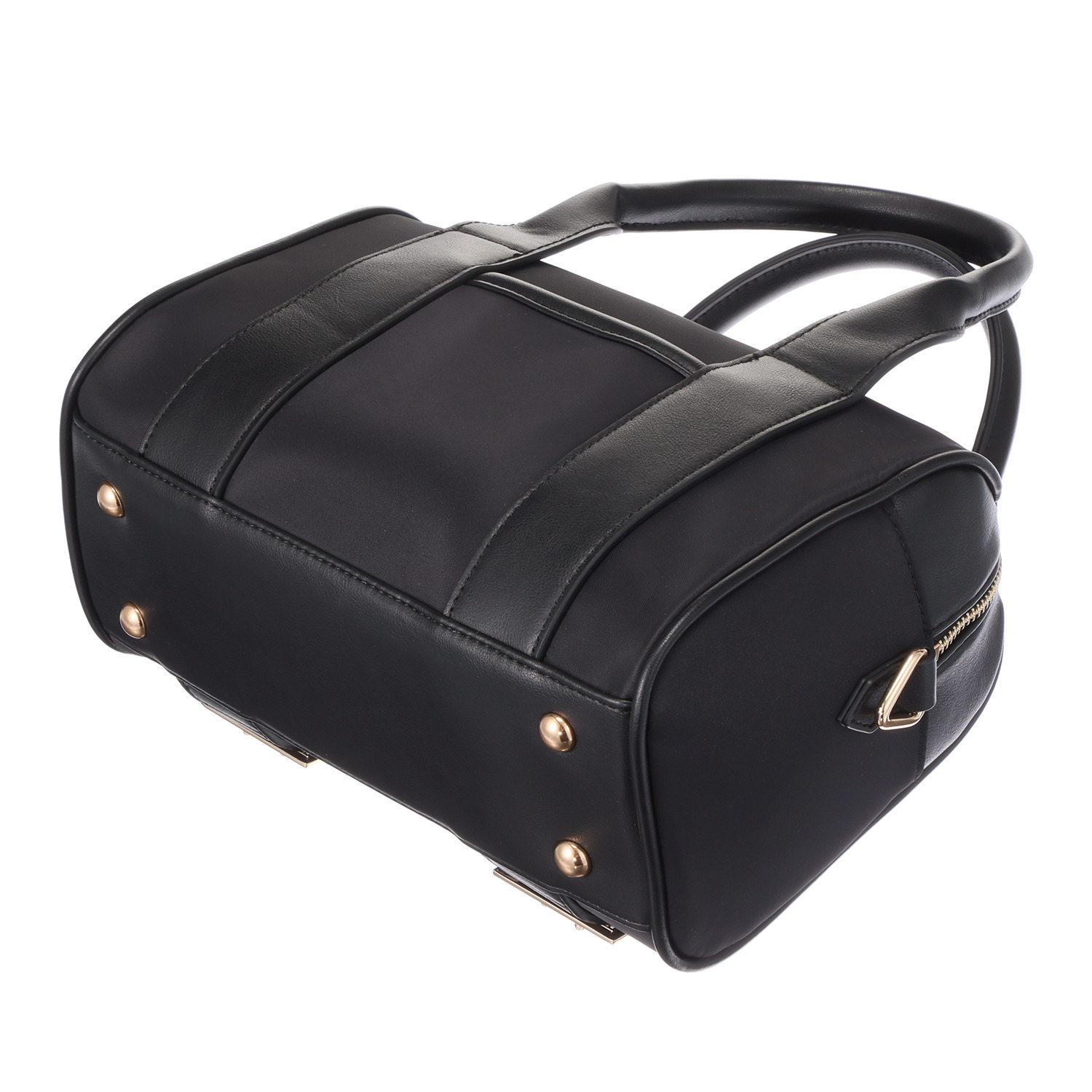 マダムミーナ 高密度ツイル バックルアクセント ショルダーストラップ付 ミニボストンバッグ