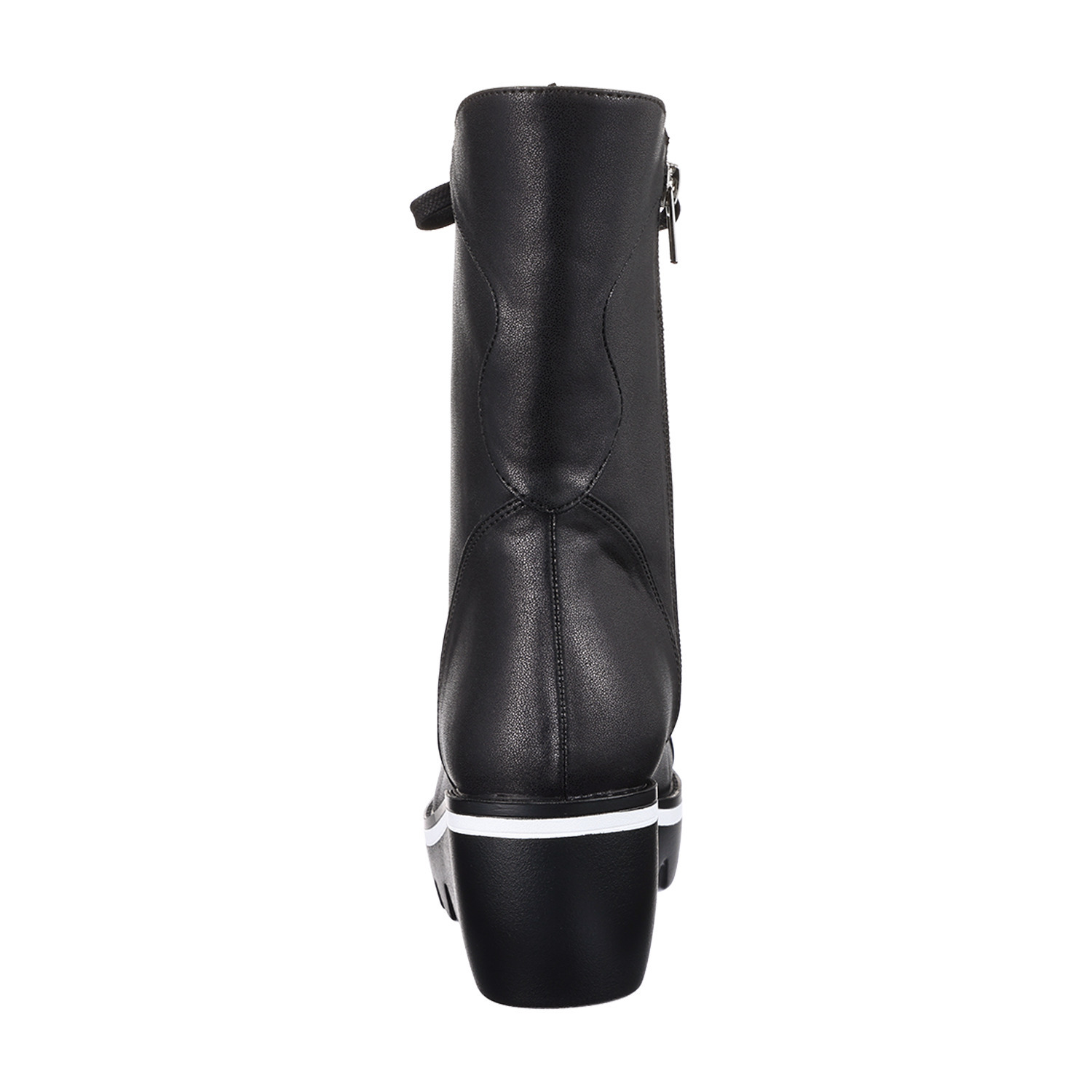 マダムミーナ フェイクレザー レースアップデザイン ウェッジソールブーツ