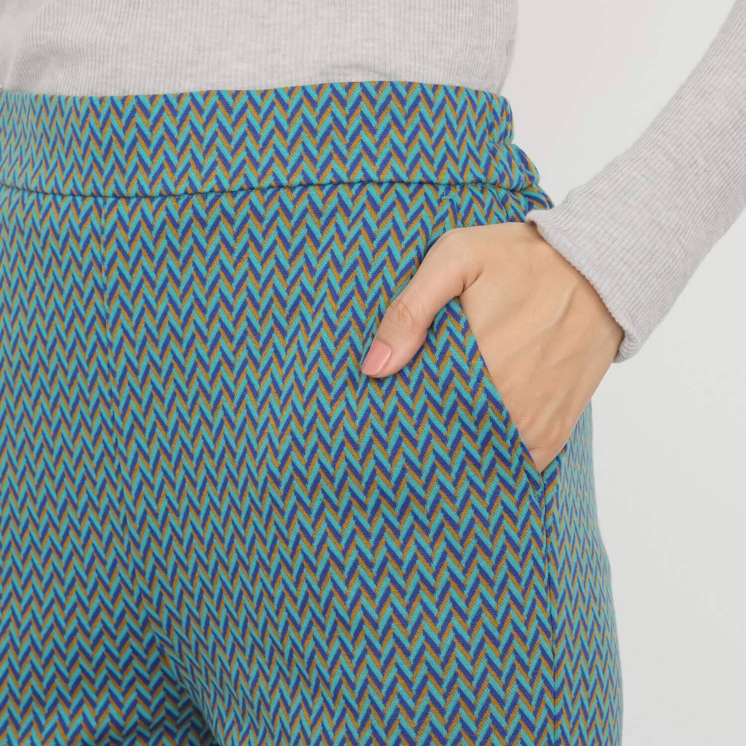 美ｓｕｓａｂｉ ニットジャガード 配色ヘリンボーン柄 ソフトフレアーパンツ