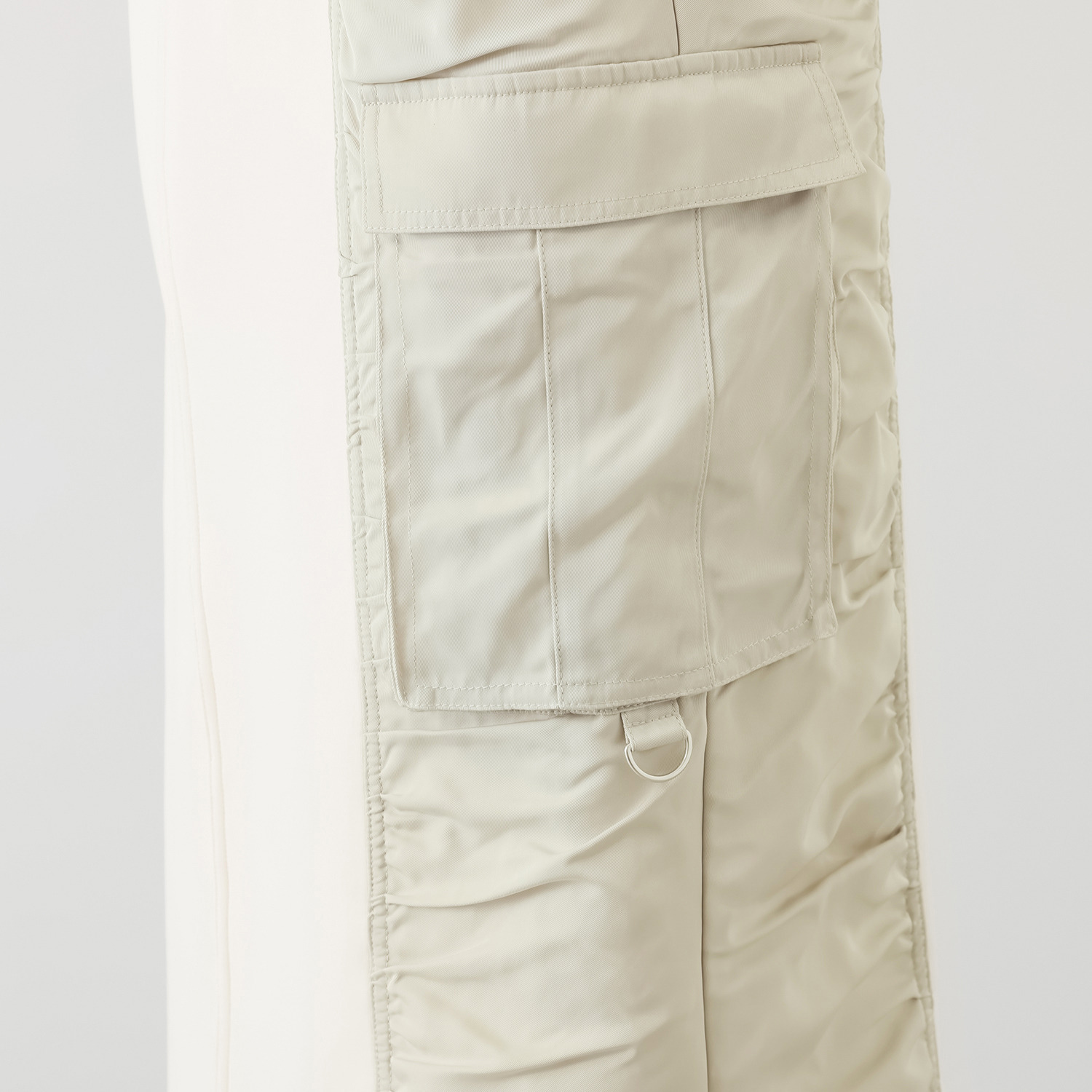 ヘブンアンドアース 裏起毛 異素材ミックスギャザー カーゴポケットスカート