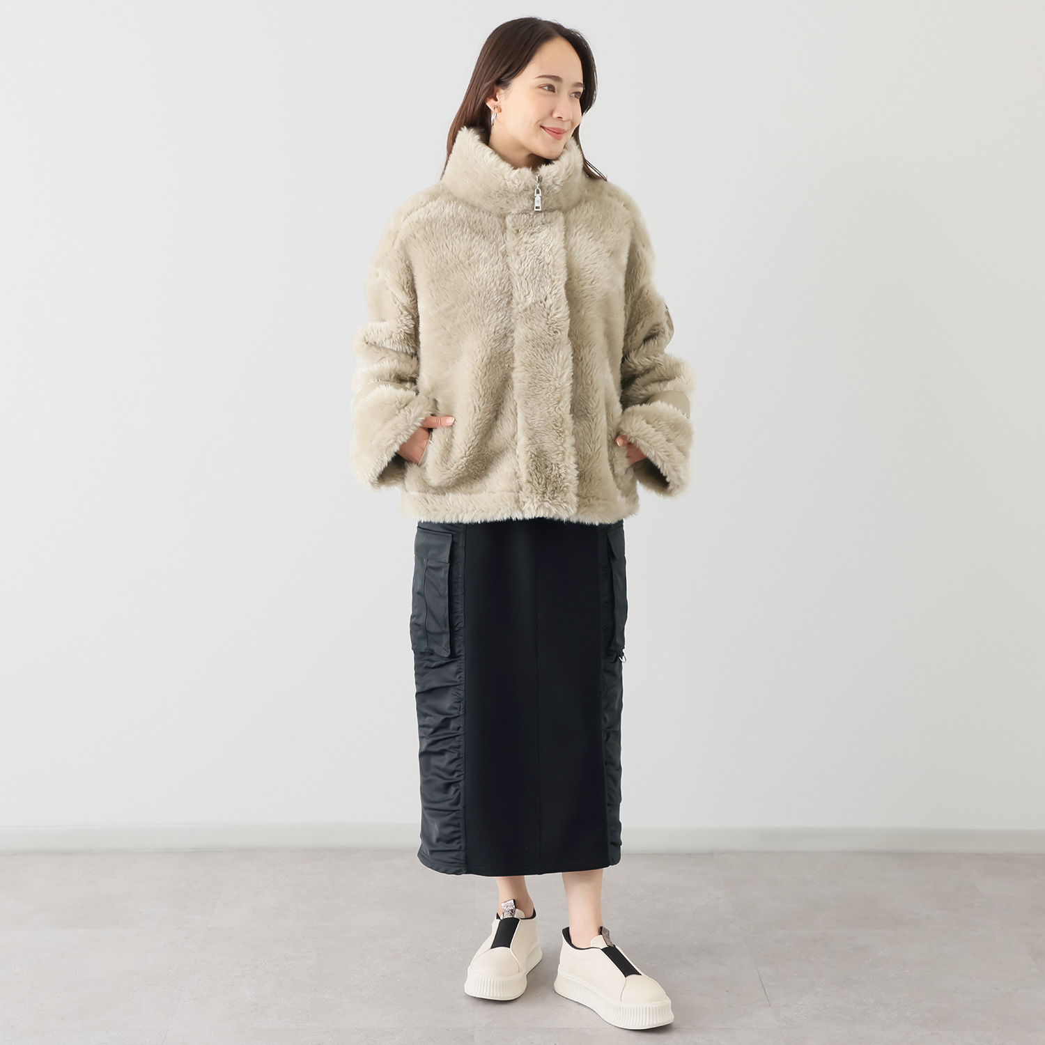 ヘブンアンドアース スエードボンディング ボアジャケット