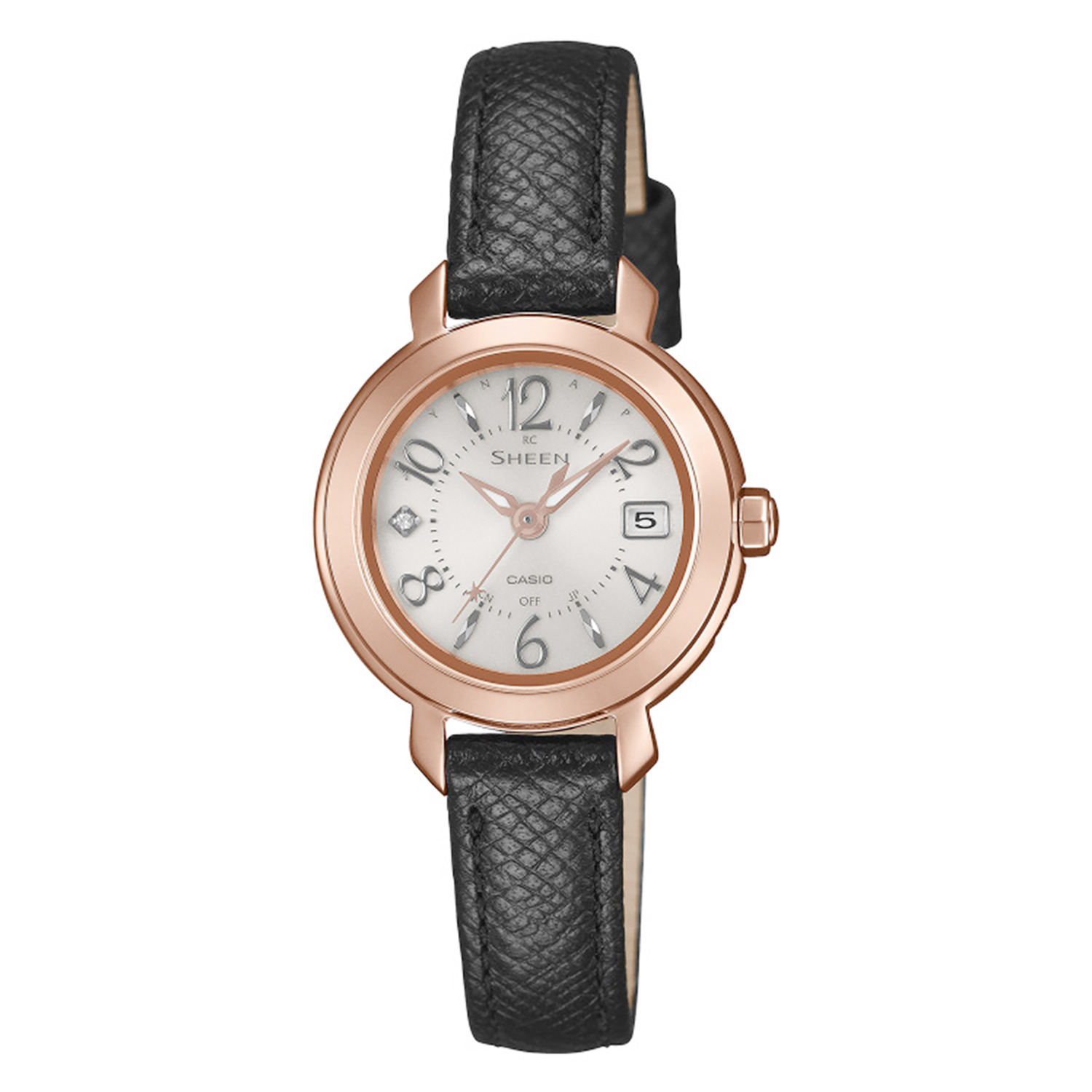カシオ ＳＨＥＥＮ（シーン） ラウンドフェイス レザーバンド レディース 電波ソーラー腕時計 ＳＨＷ−５３００