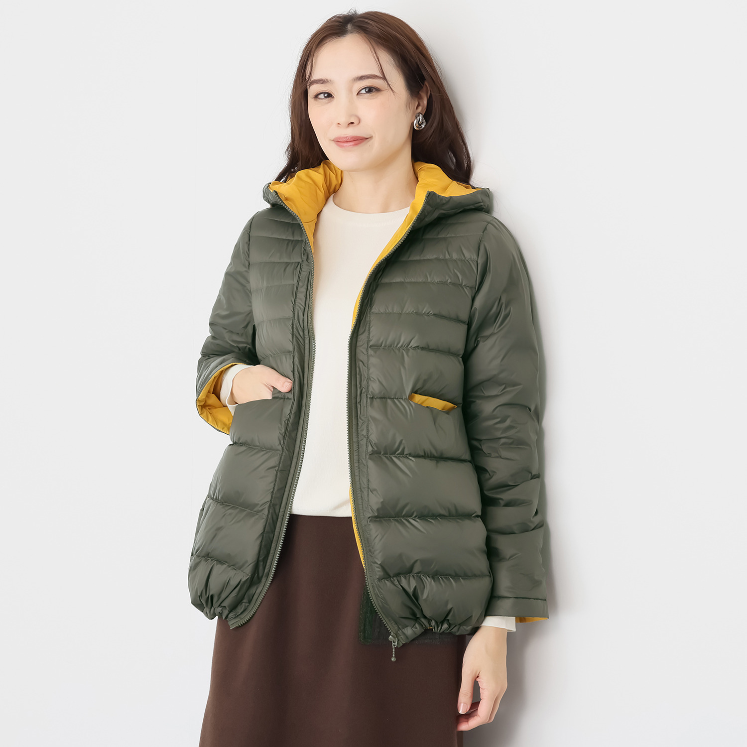 クリン　ヨシキ ドット柄 ライトダウン ミドルコート