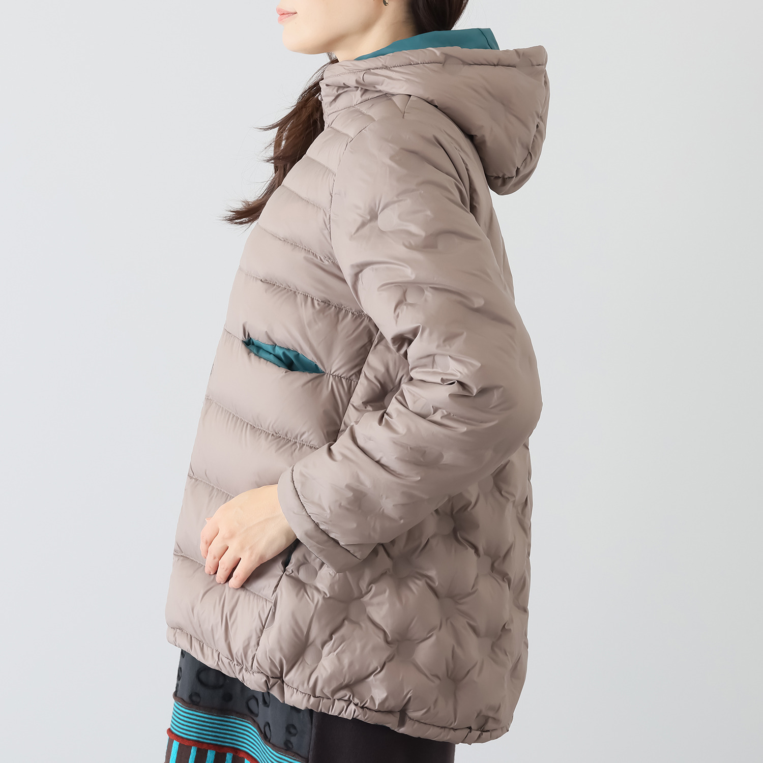 クリン　ヨシキ ドット柄 ライトダウン ミドルコート