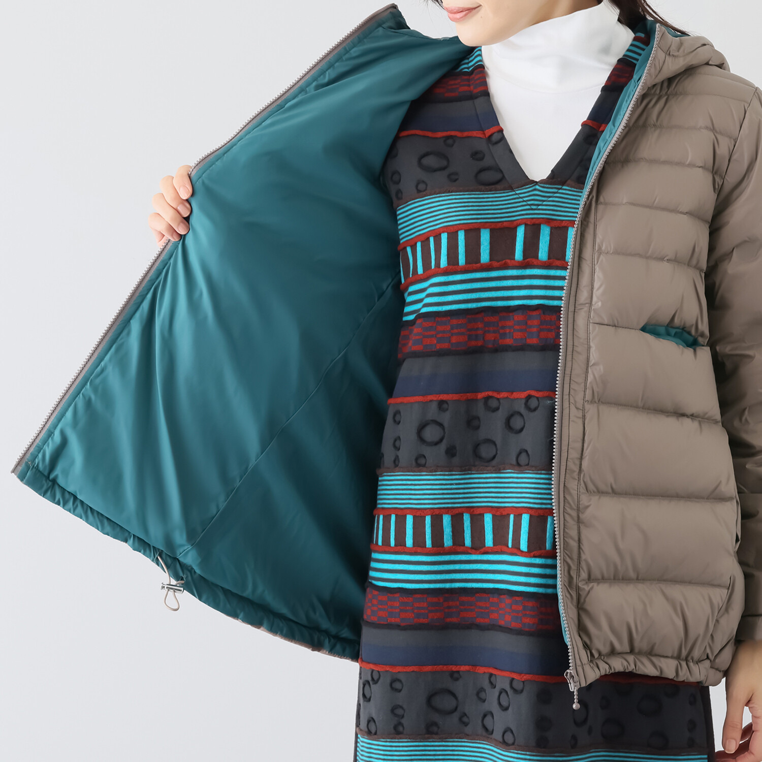 クリン　ヨシキ ドット柄 ライトダウン ミドルコート