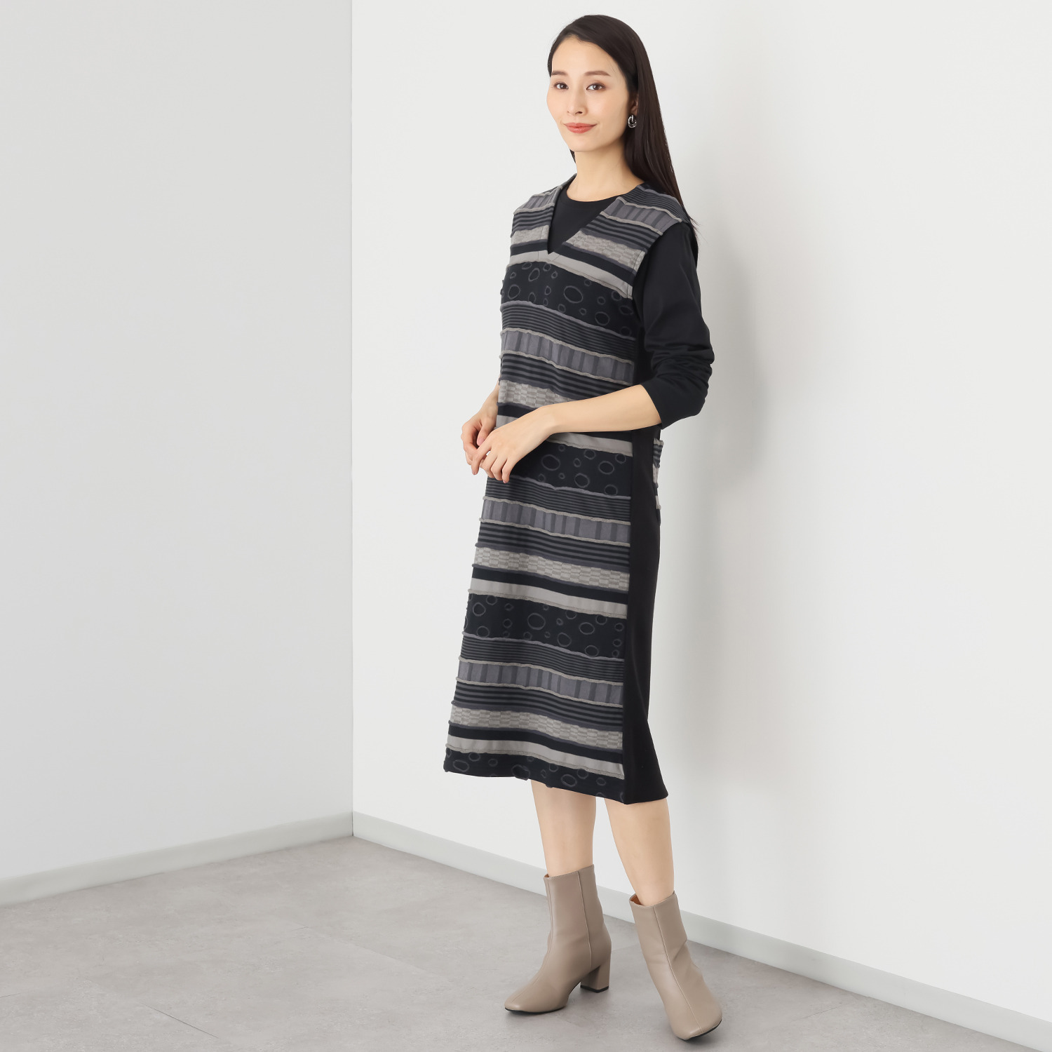 クリン　ヨシキ パイルジャガード ジャンパースカート