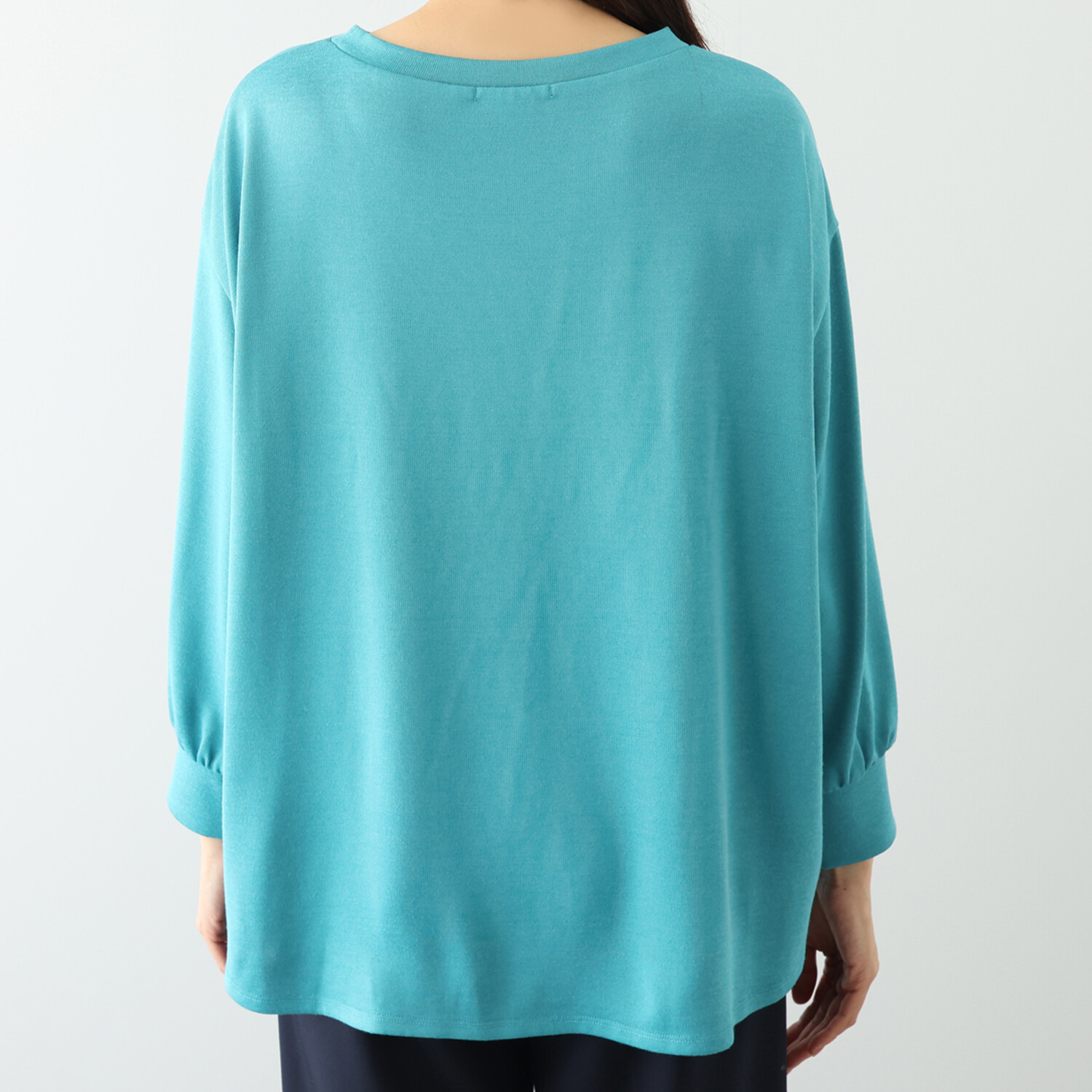 シルバーミントシュガー ボディーラインを 完全カバー バランスですっきり見え 梳毛調天竺 シンプルプルオーバー