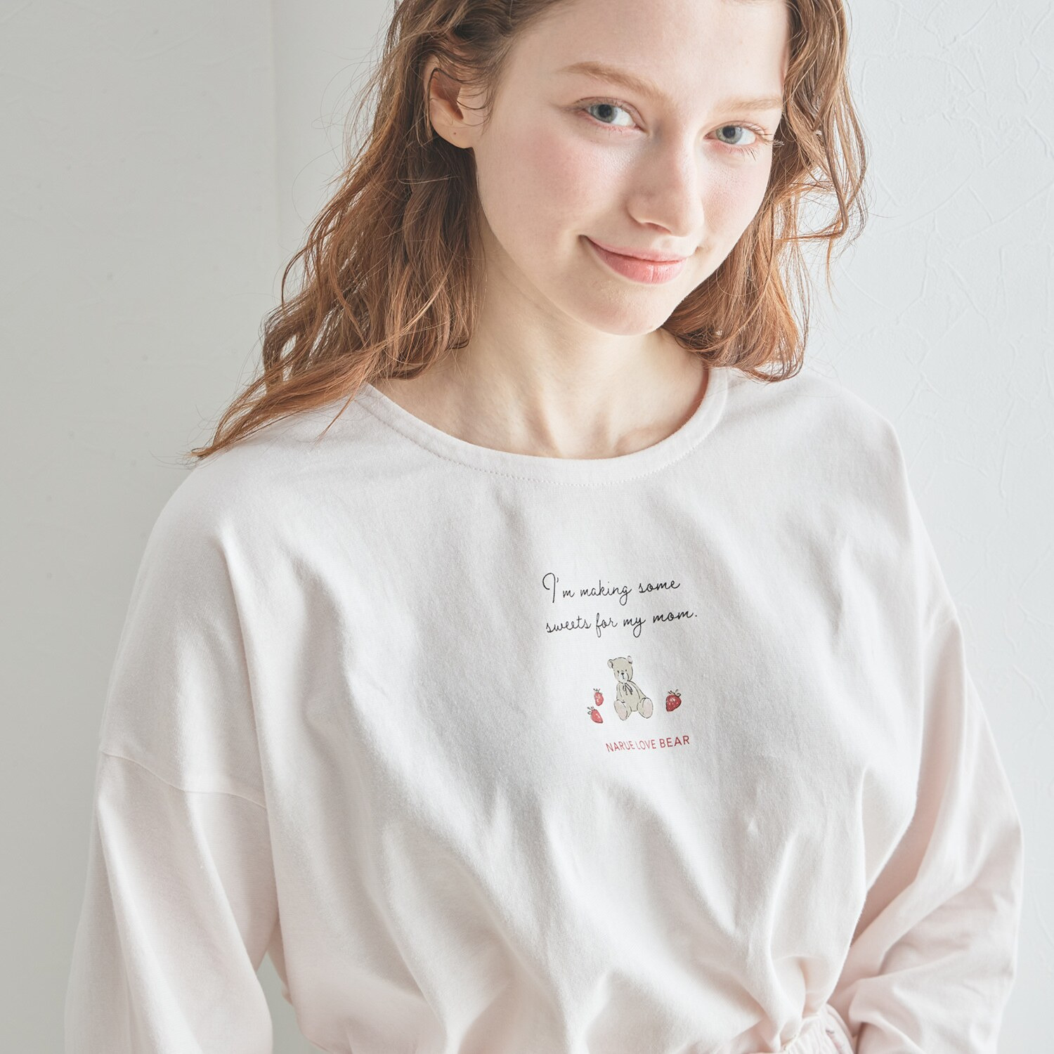 ナルエー 綿１００％天竺 スイーツベア 七分袖パジャマ