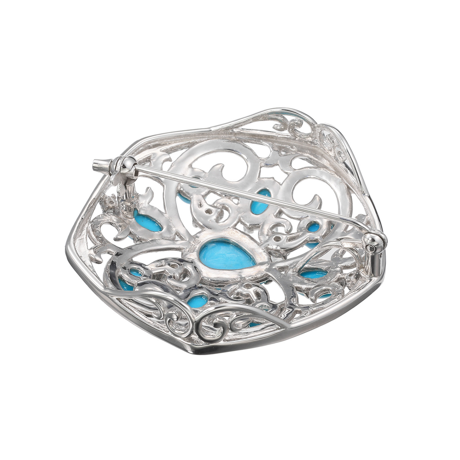 ミケランジェロ シルバー アリゾナ産ターコイズ＆ ＣＺ ペンダントブローチ