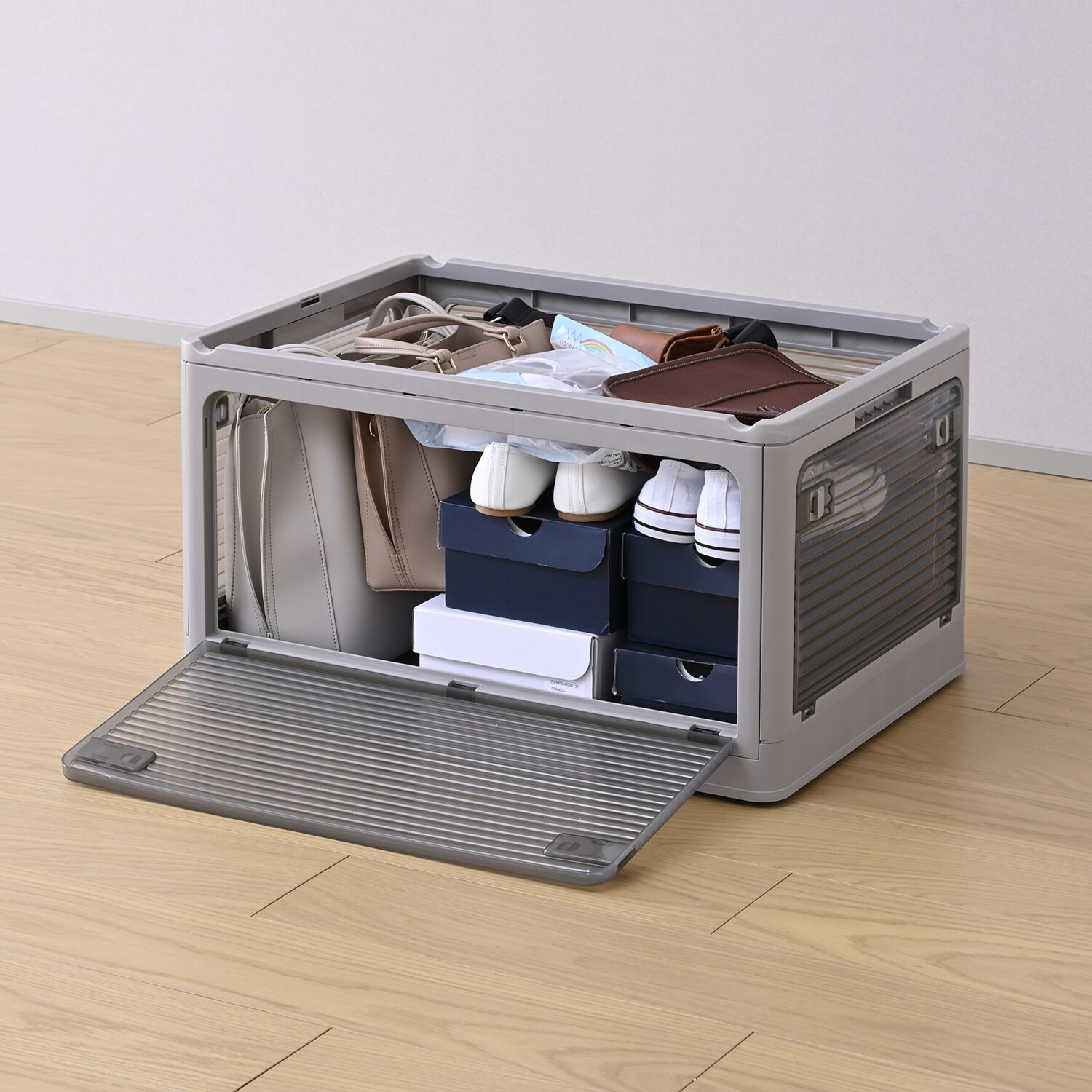 側面・天面５か所 全てオープン構造で 出し入れ楽々♪ コンテナフルオープン ボックス ３個セット ＜ＸＬサイズ＞