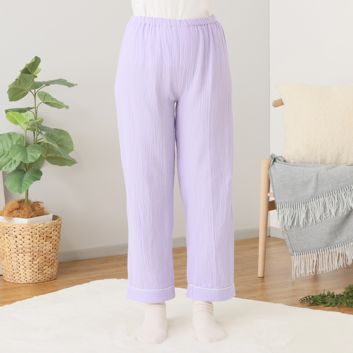 綿１００％！ ふんわりやさしい 肌触りの ダブルガーゼ 長袖シャツパジャマ