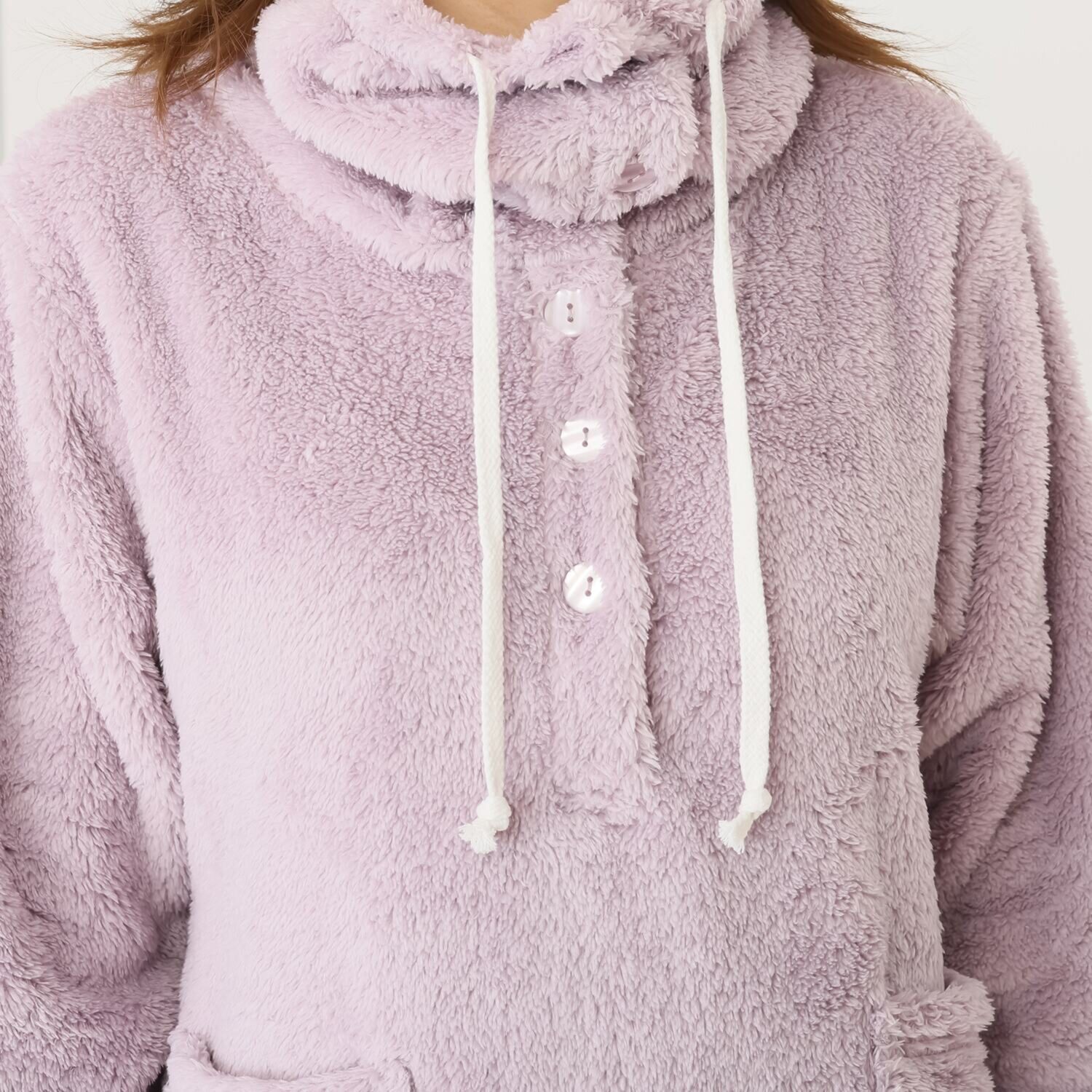 軽くてふわふわで あったか！ マイクロファー ハイネック 半開ワンピース