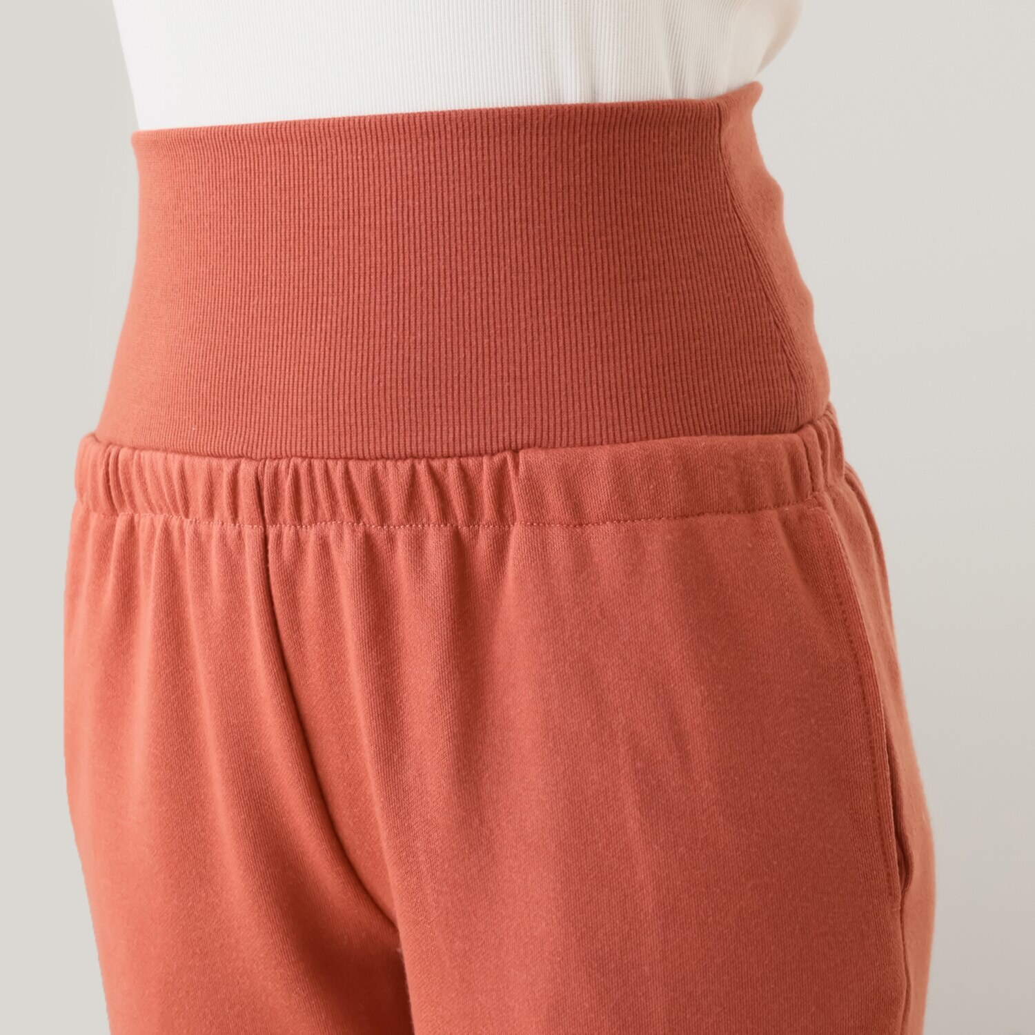 裏側綿１００％ ボーダー柄 柔らかダンボールニット 腹巻付デザインで あったか！ ルームウェア上下セット