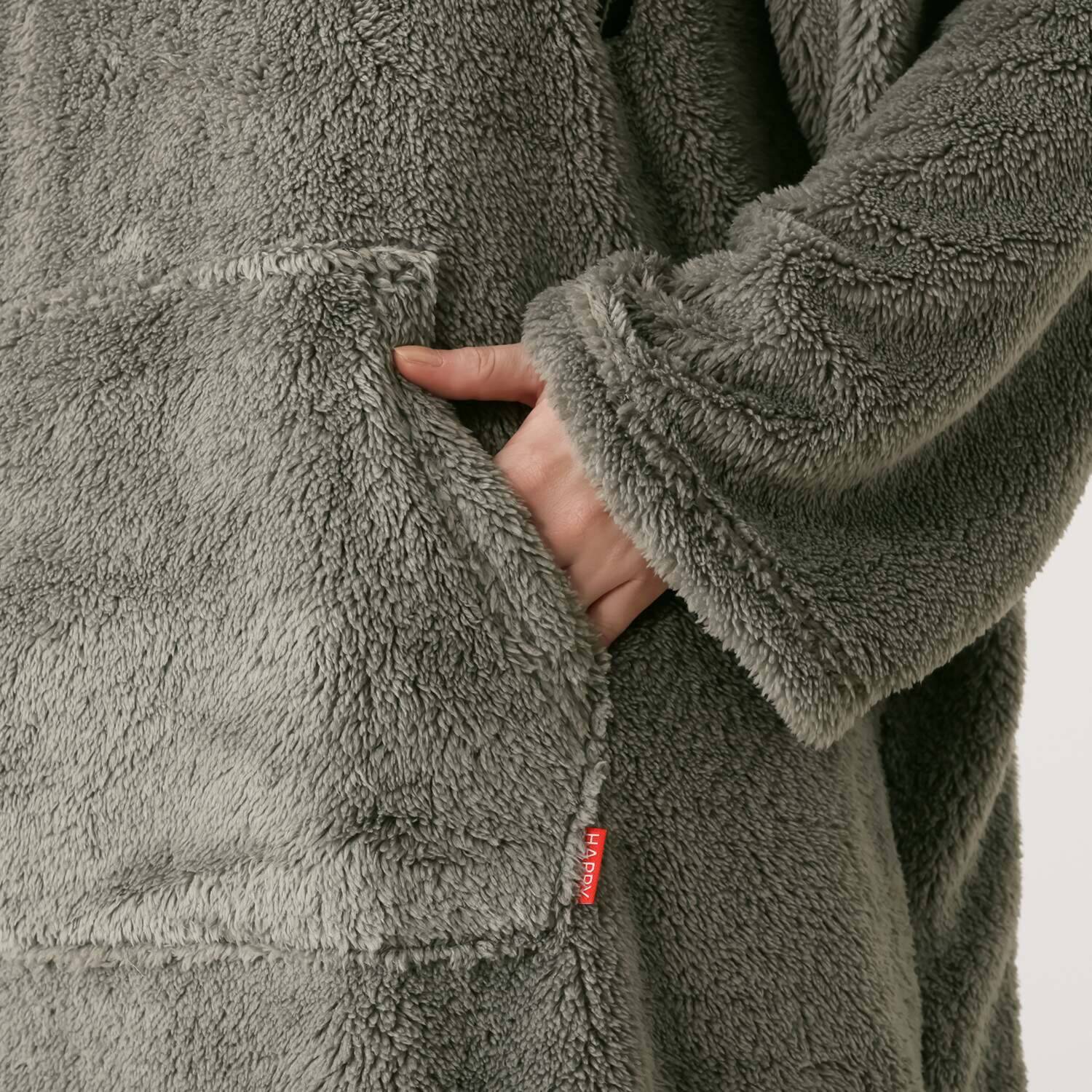 ハッピーフェイス 軽くてふわふわで あったか！マイクロファー ゆったりパーカー