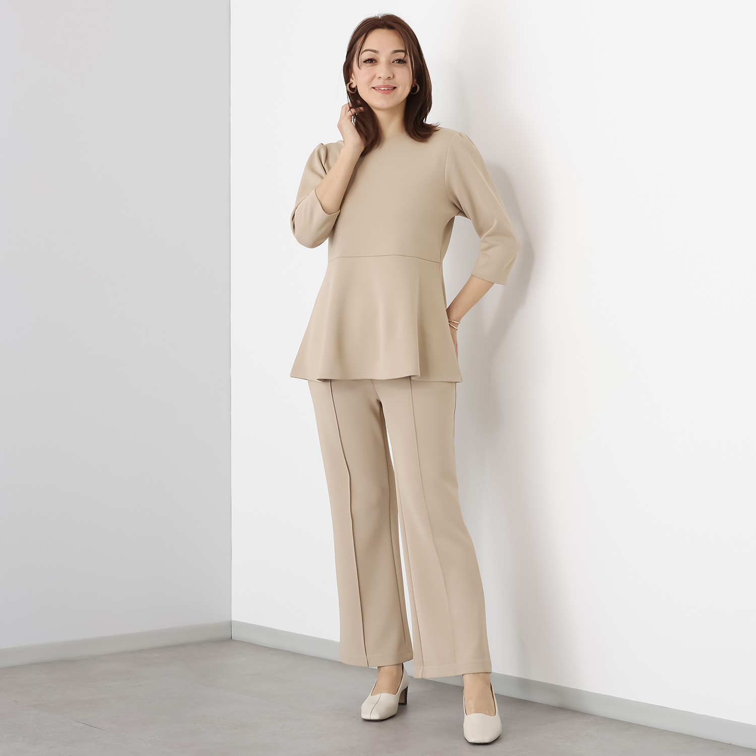 マンスリートライミー 着回し抜群 きれいシルエット トップス＆パンツセット