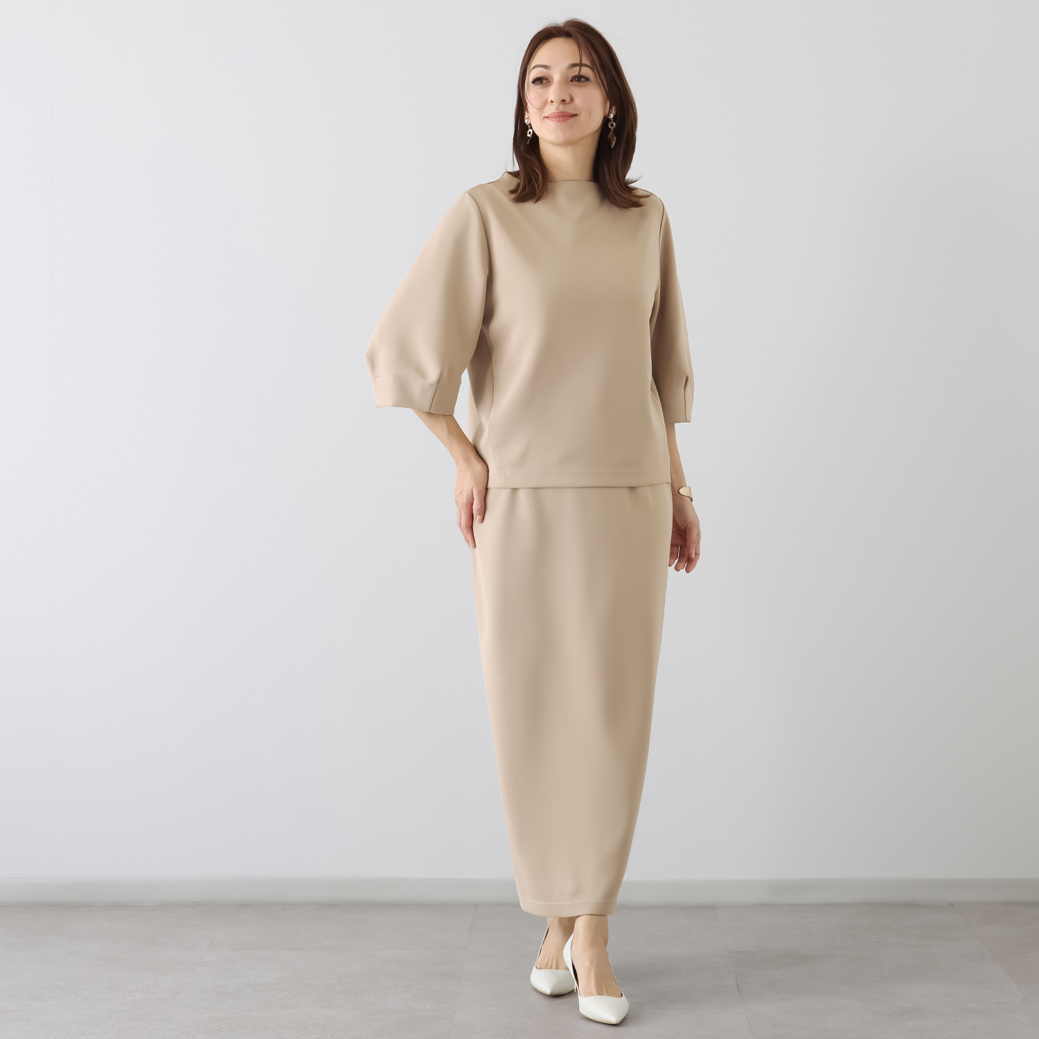 マンスリートライミー 着回し抜群 体形カバートップス＆ すっきりスカートセット