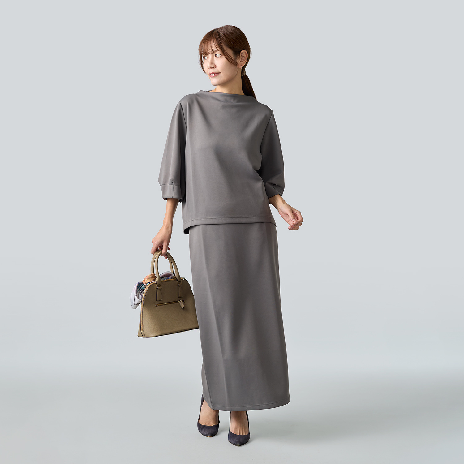 マンスリートライミー 着回し抜群 体形カバートップス＆ すっきりスカートセット