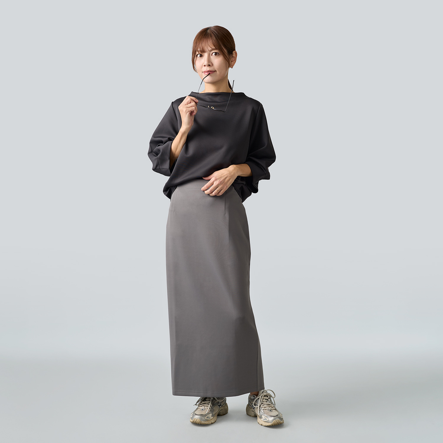 マンスリートライミー 着回し抜群 体形カバートップス＆ すっきりスカートセット