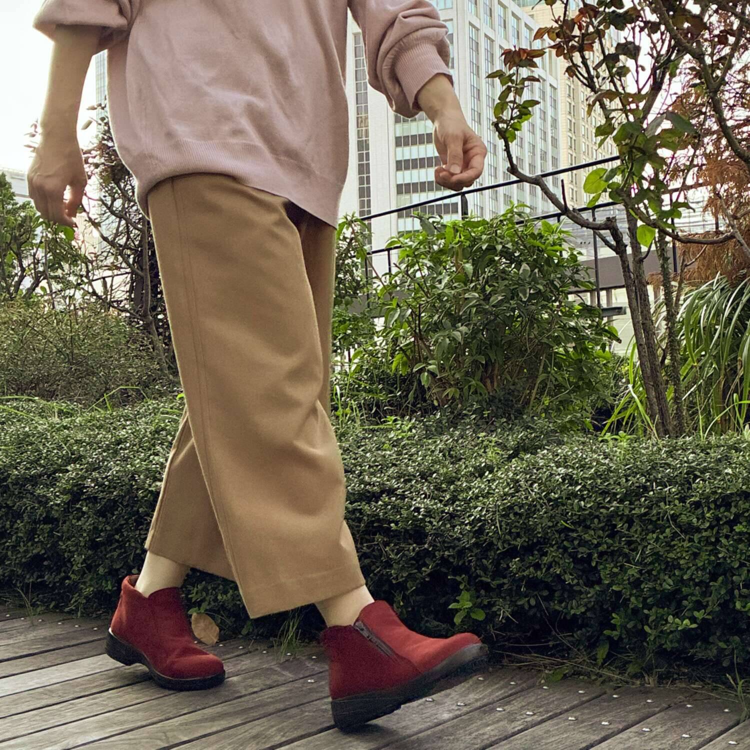 トップドライ スエード調 サイドファスナー付 ハイカットシューズ