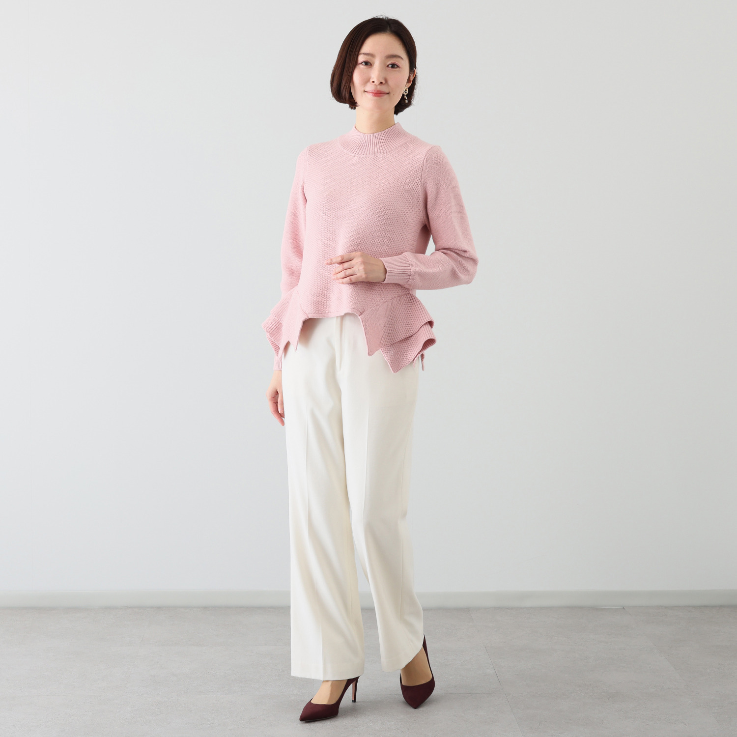 マダムヒロコ ペプラムデザイン ハイネック プルオーバー