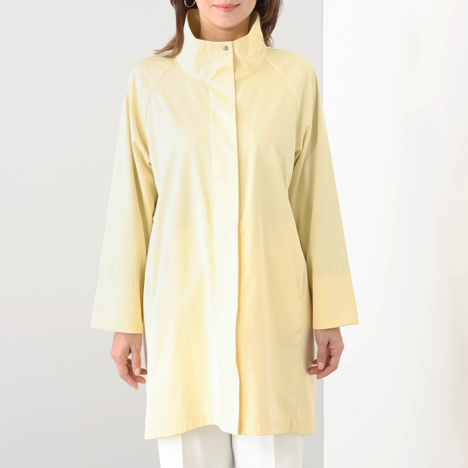 メリオン 春にうれしい機能素材使用 ハイネック Ａラインシルエット スプリングコート