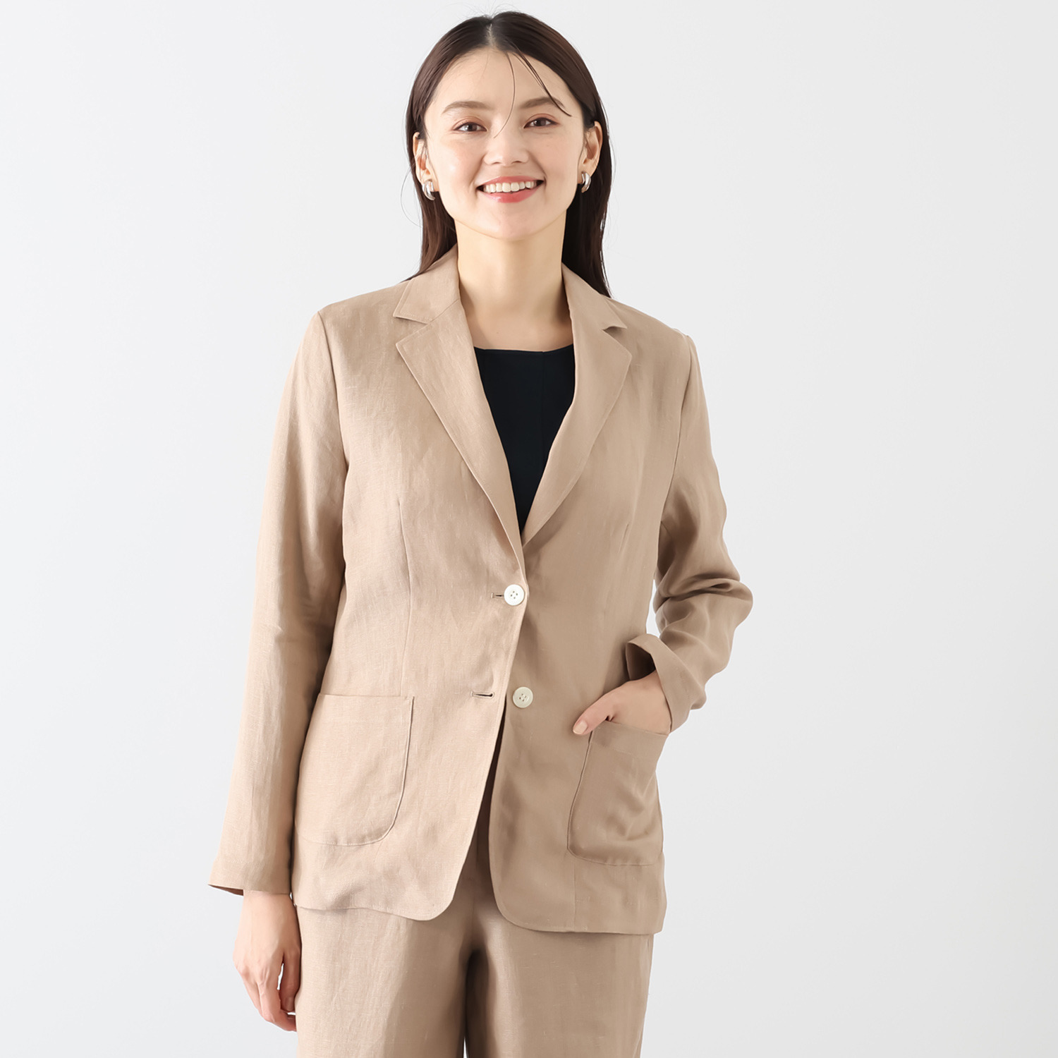 メリオン フランス・ ノルマンディー産 プラチナプレミアムリネン 立体シルエット テーラードジャケット