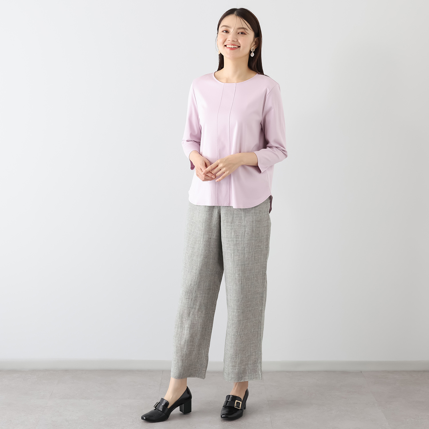 メリオン スーピマコットン１００％ なめらかで至福の着心地 切替デザインプルオーバー