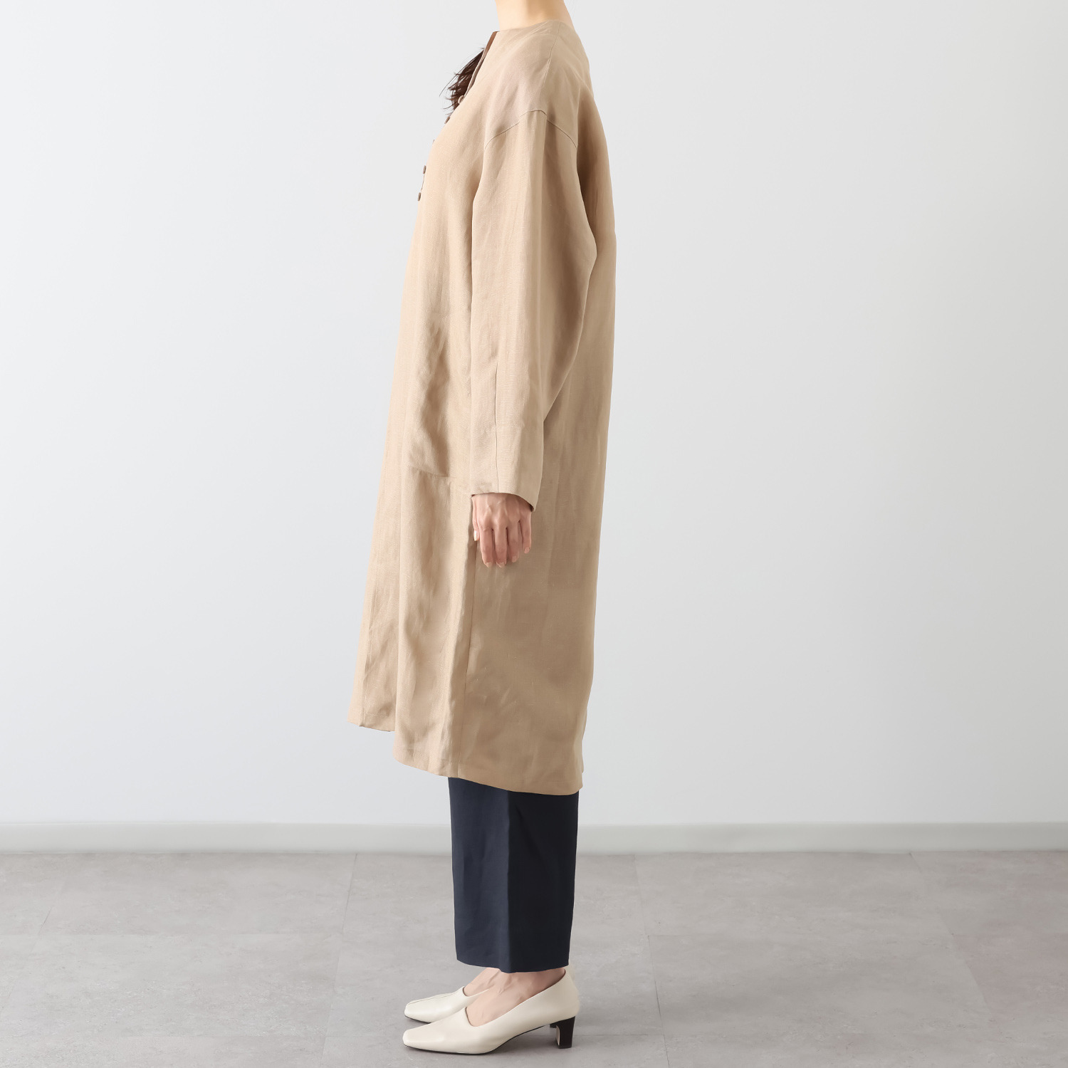 メリオン フランス・ ノルマンディー産 プラチナプレミアムリネン ロング丈羽織りシャツ