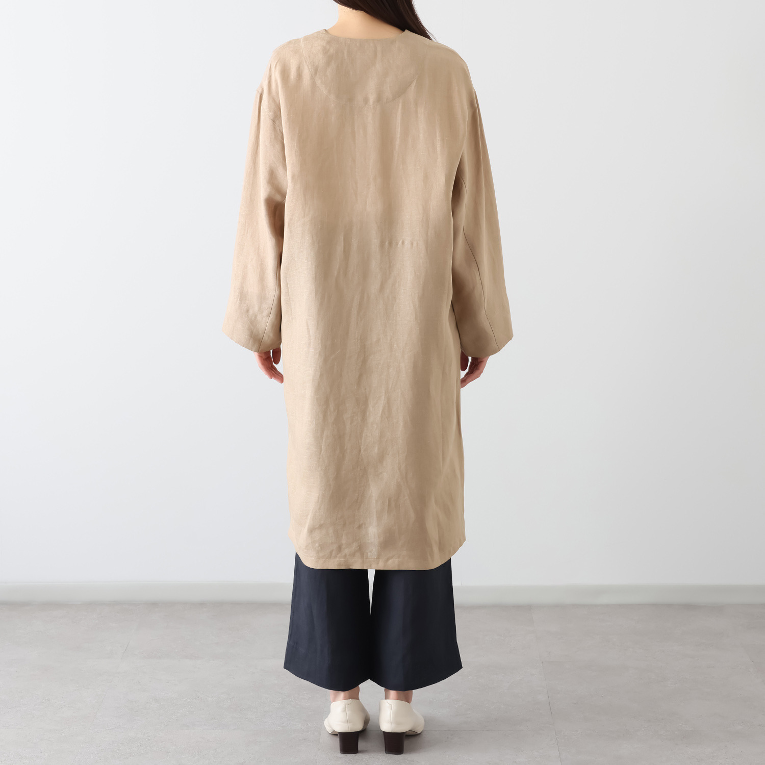 メリオン フランス・ ノルマンディー産 プラチナプレミアムリネン ロング丈羽織りシャツ